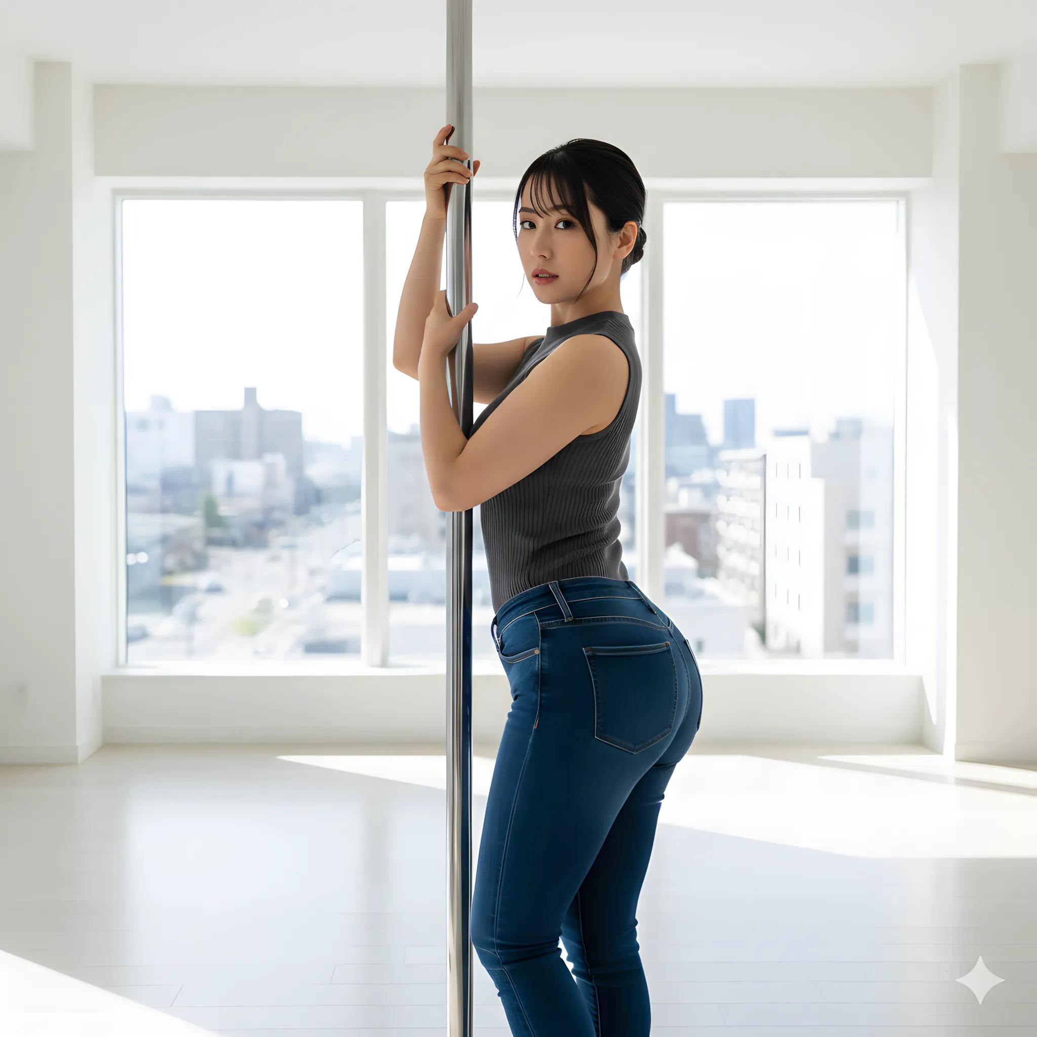 タイトデニムが包む柔らかな巨尻シルエット