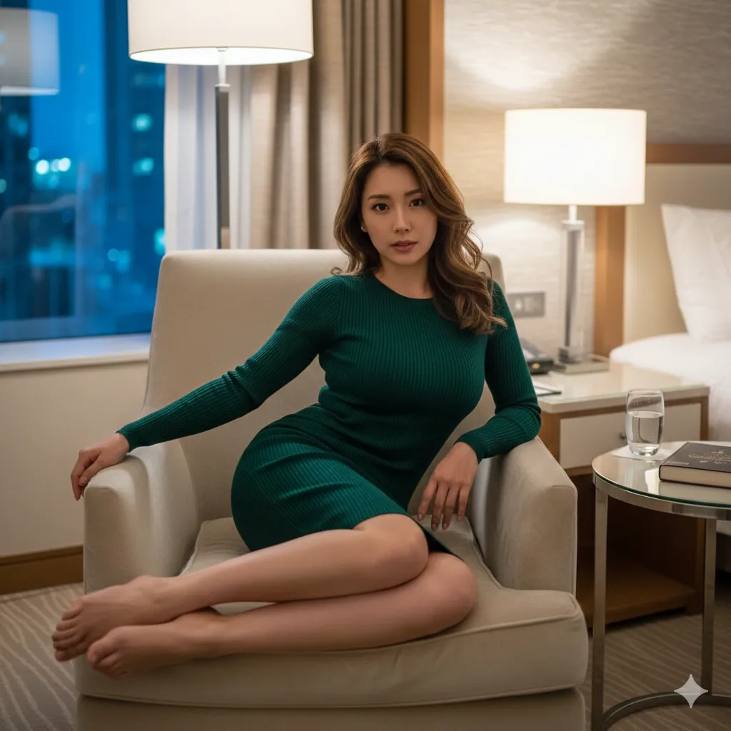 ソファの背もたれ越しに覗く、魅惑のバックサイドレッグ