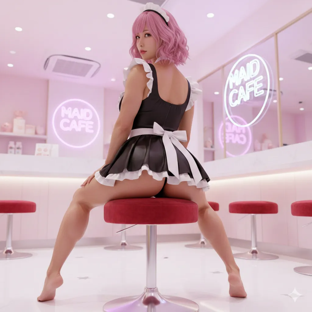 メイドカフェ店員のエロス溢れるヒップライン撮影 018