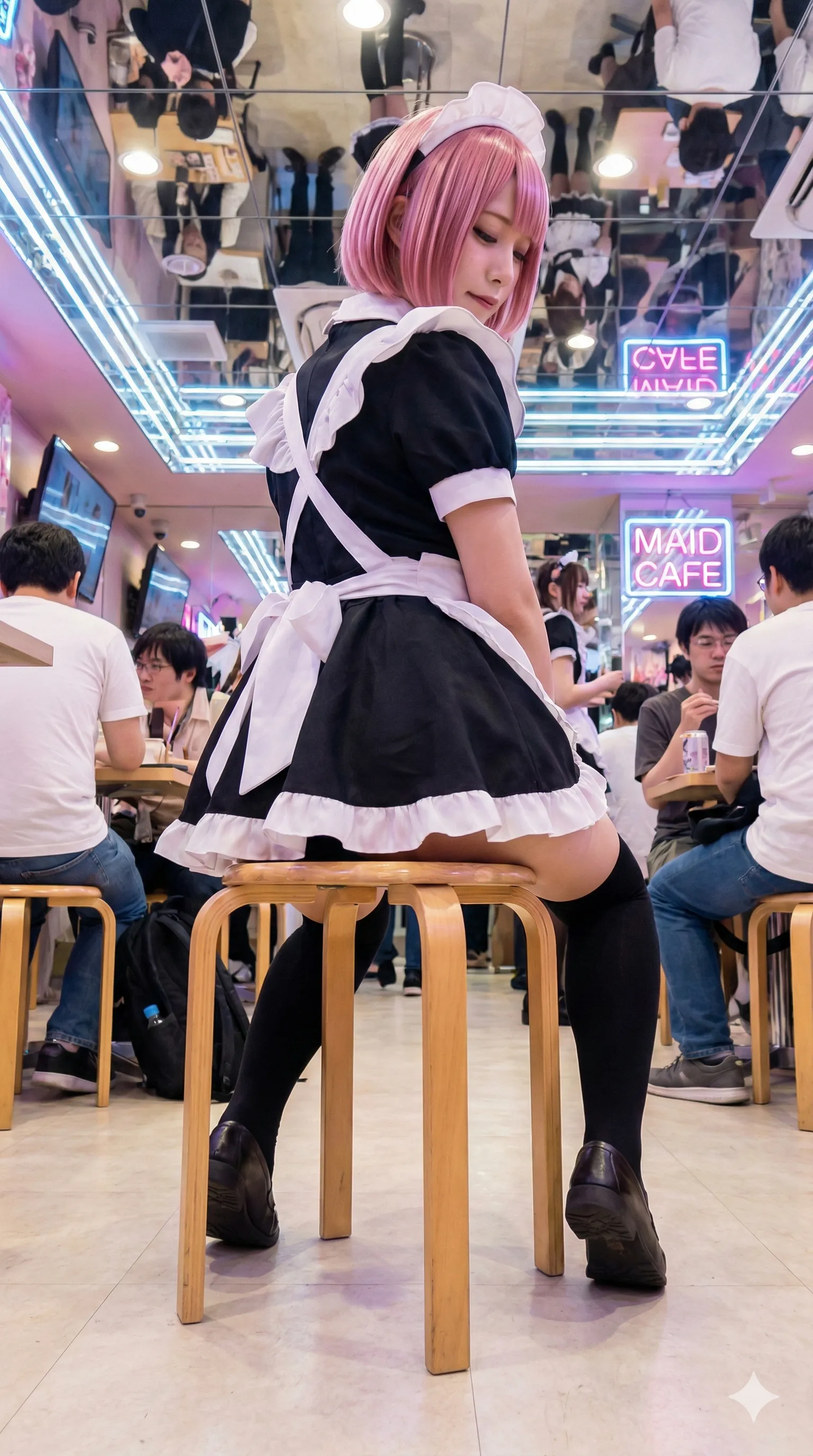 セクシーな後姿を見せつけるピンク髪メイドのヒップ画像 020