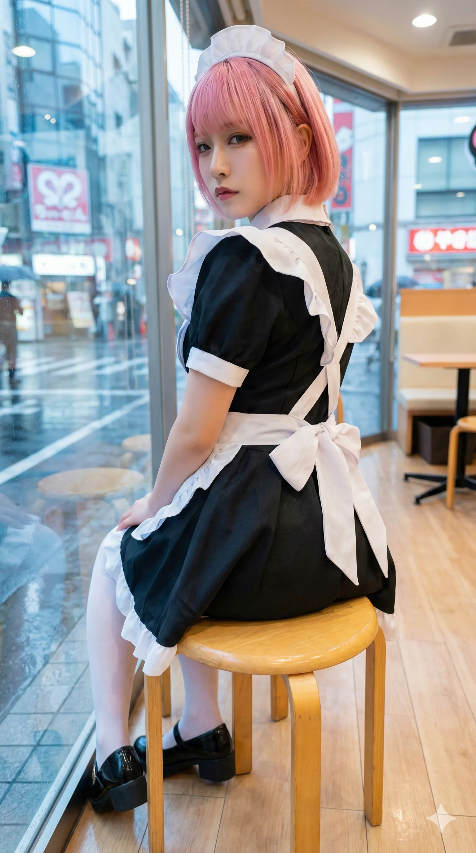 メイド服のシルエット越しに浮かぶ美尻ライン 024