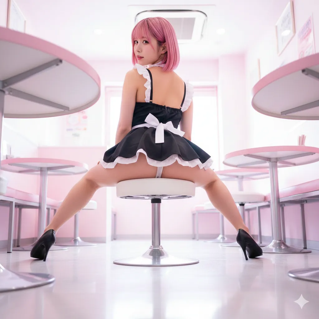 メイド美女が腰を反らせてヒップを強調するセクシー画像 026