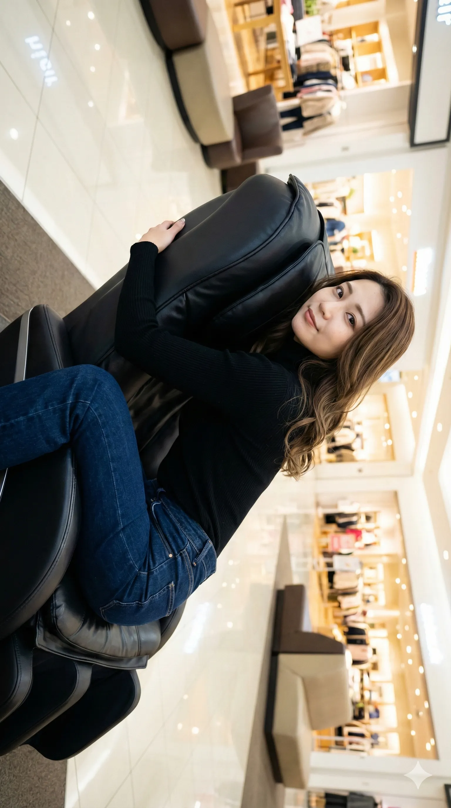 スカート女子 四つん這い マッサージチェア 無防備ヒップ 017