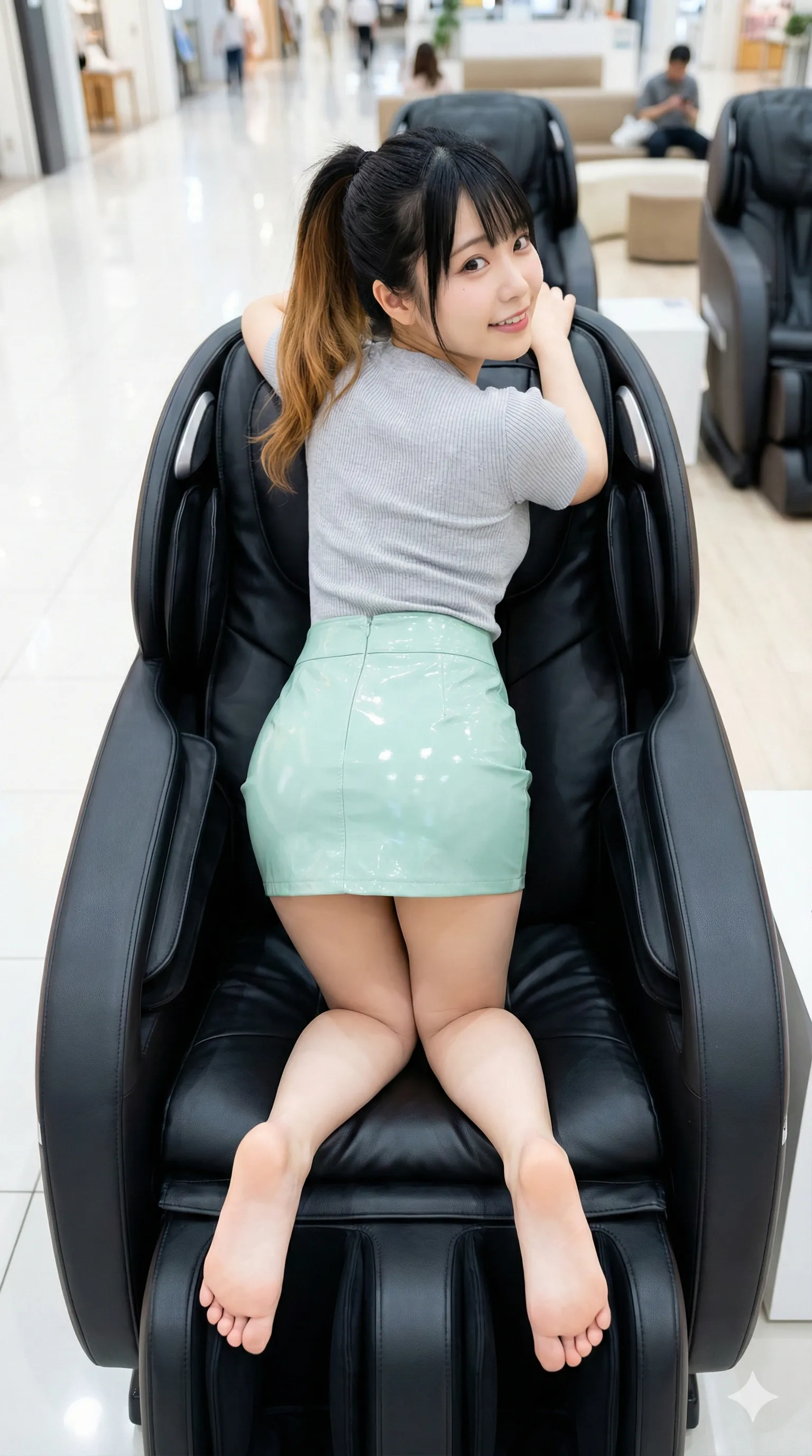 白トップス 清楚系 四つん這い 優しいヒップライン 023