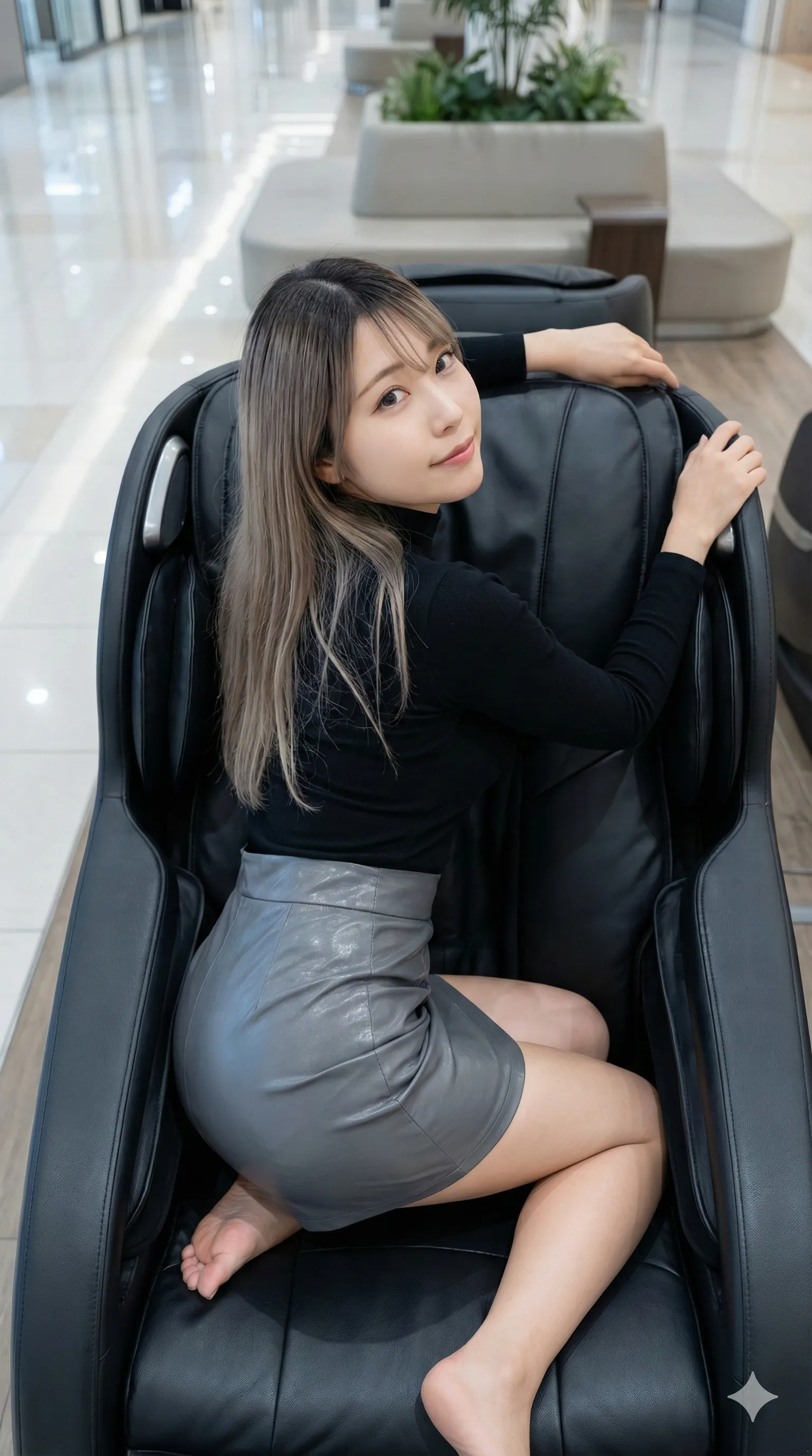 アパレル前 四つん這い 女性 ショップ背景 035