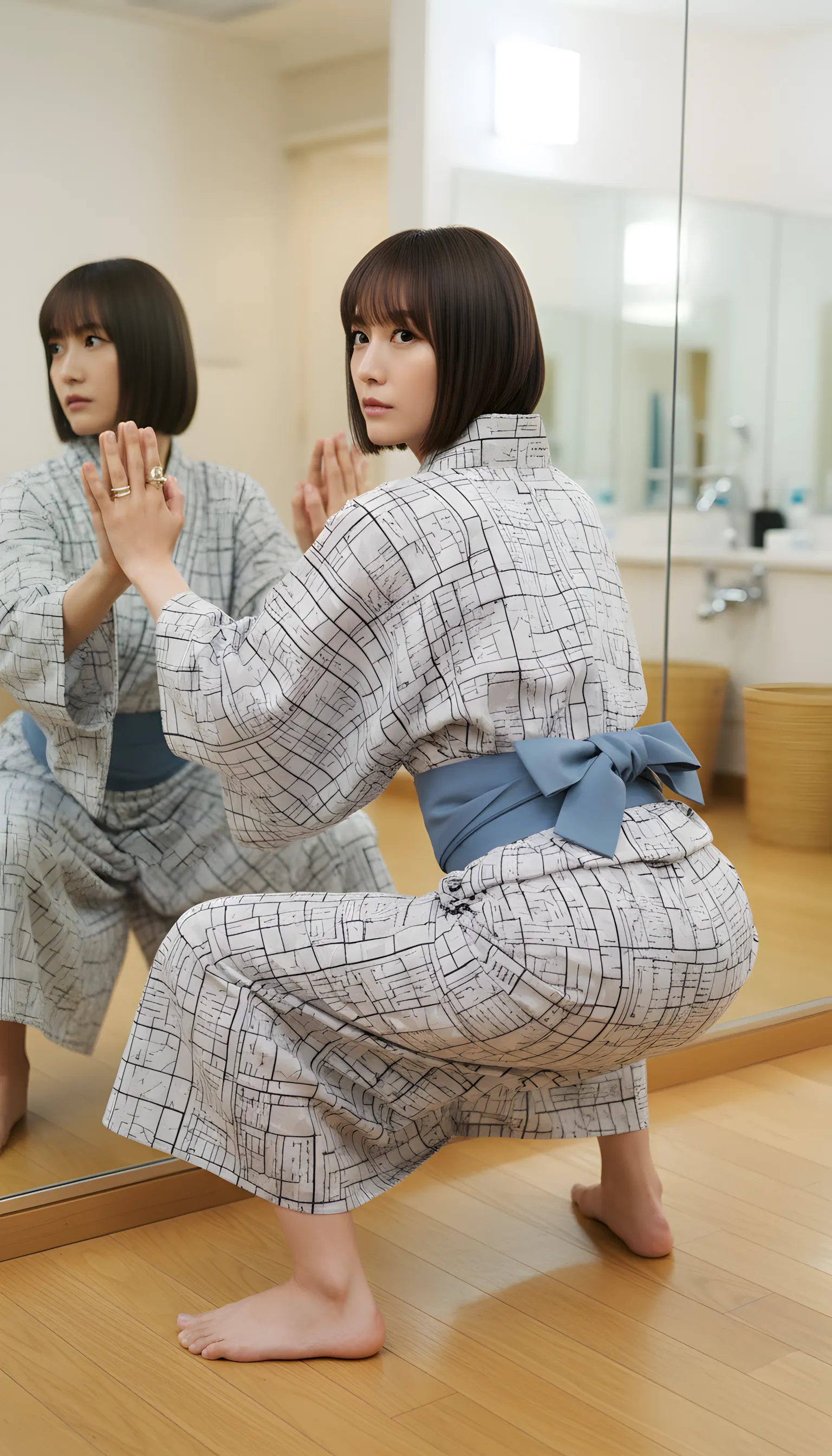 旅館 熟女 浴衣 後ろ姿 畳 030