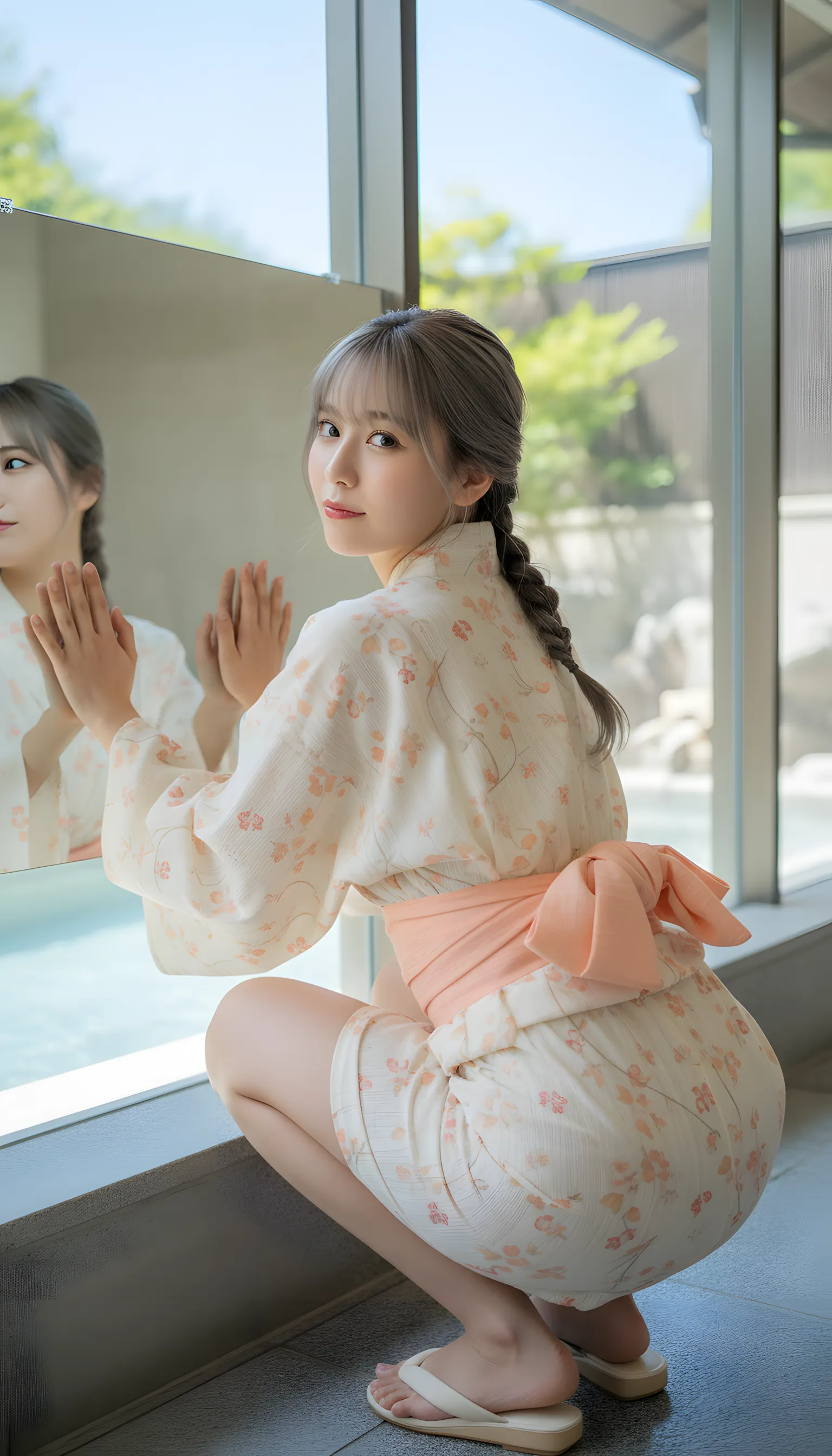 浴衣 スクワット 最高の肉感 034