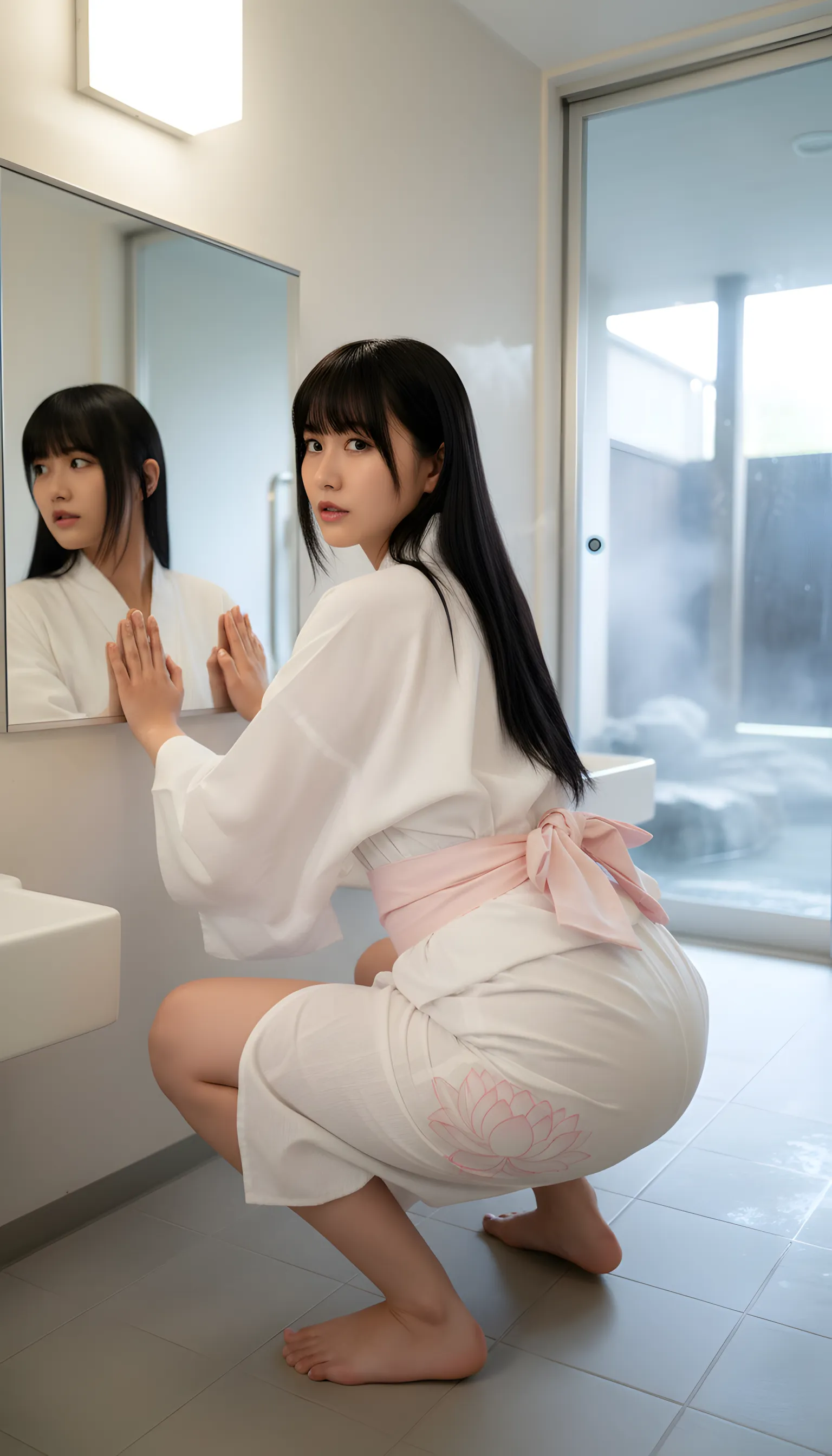 浴衣 スクワット 後ろ姿 最高の美尻 058