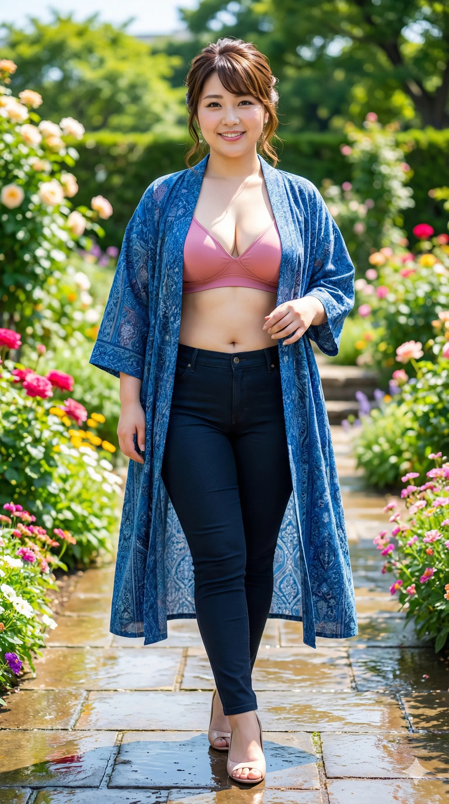 振り返りざまの微笑みが官能的な人妻のバックショット