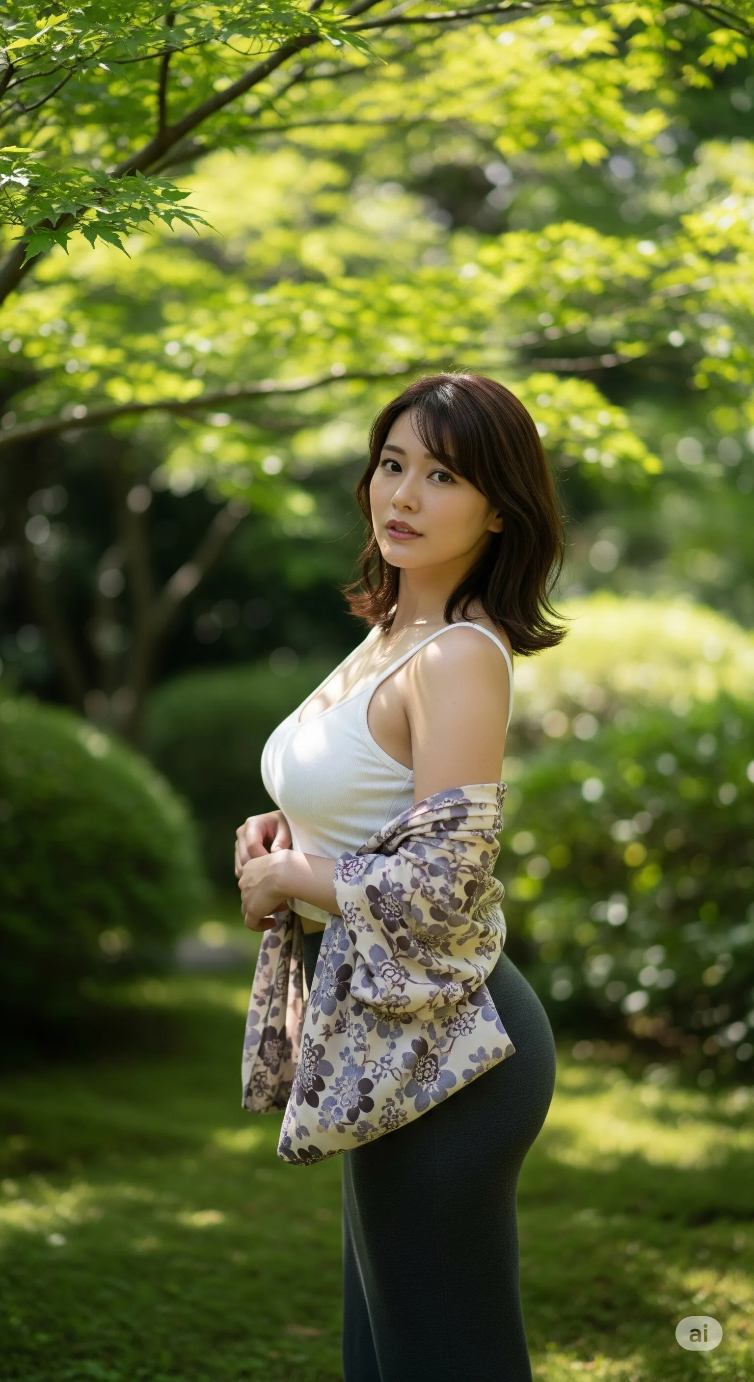 濡れ感のある柄モノ生地が肌に密着する瞬間