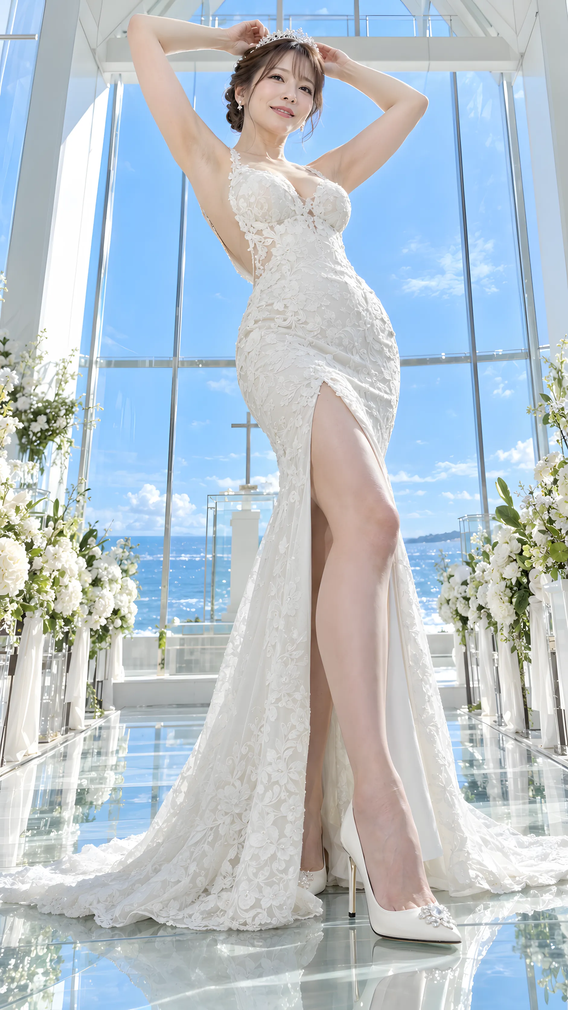 人妻ウェディングドレス微エロ画像 1000 究極の30代40代美熟女妖艶チラリズム太もも巨乳尻フェチグラビア 041