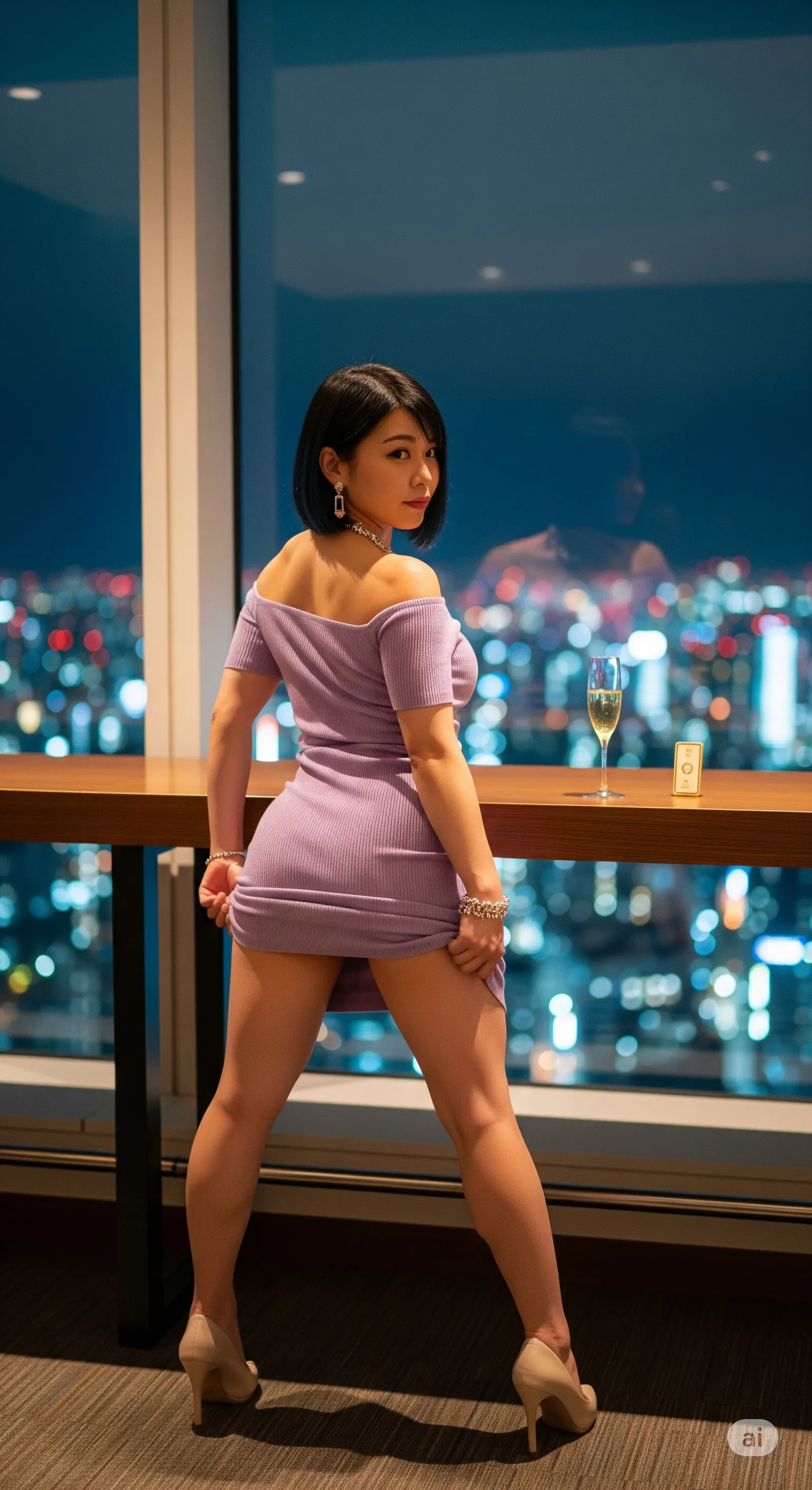 背中の開いたドレスから腰にかけての美しいS字ライン フェチ画像