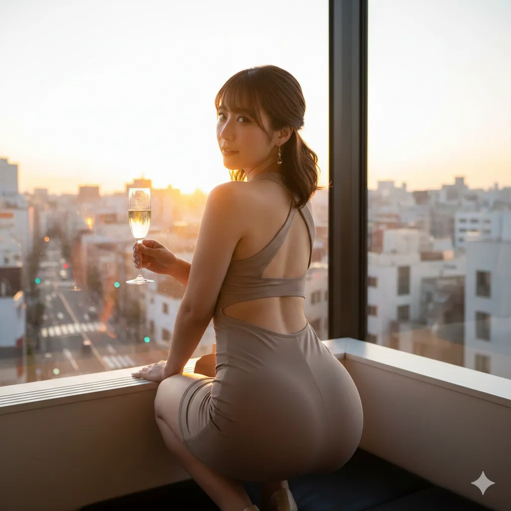 ドレスの裾を少し気にする仕草がエロい、キャバ嬢の無防備ショット フェチ画像