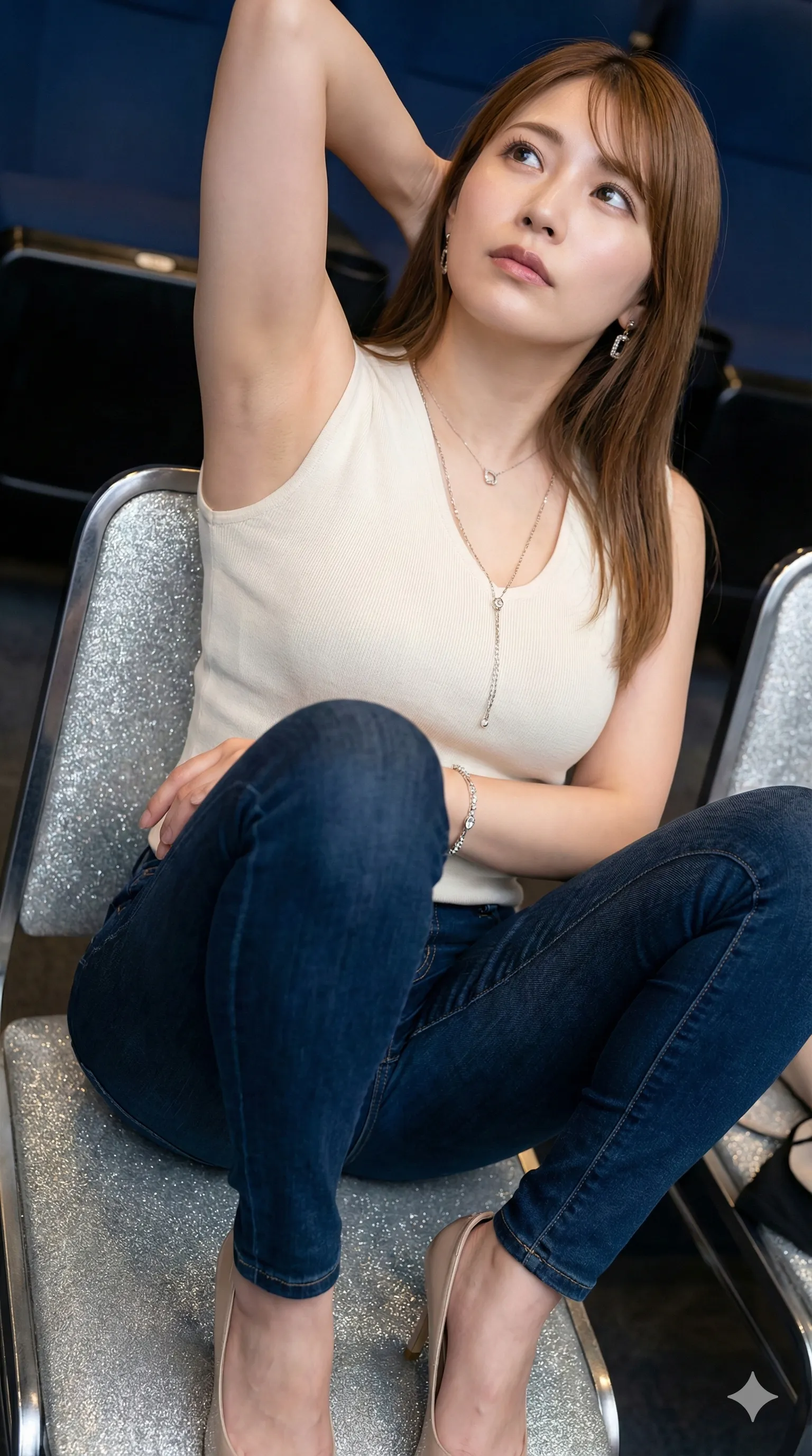 隣の席から覗き込むような、至近距離の脇見せフェチ