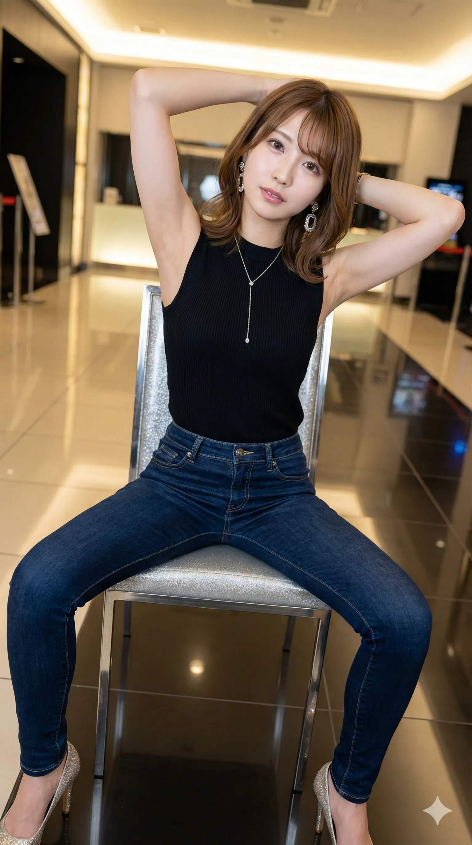 シアターの隅で見せる、秘密の四つん這いポーズ