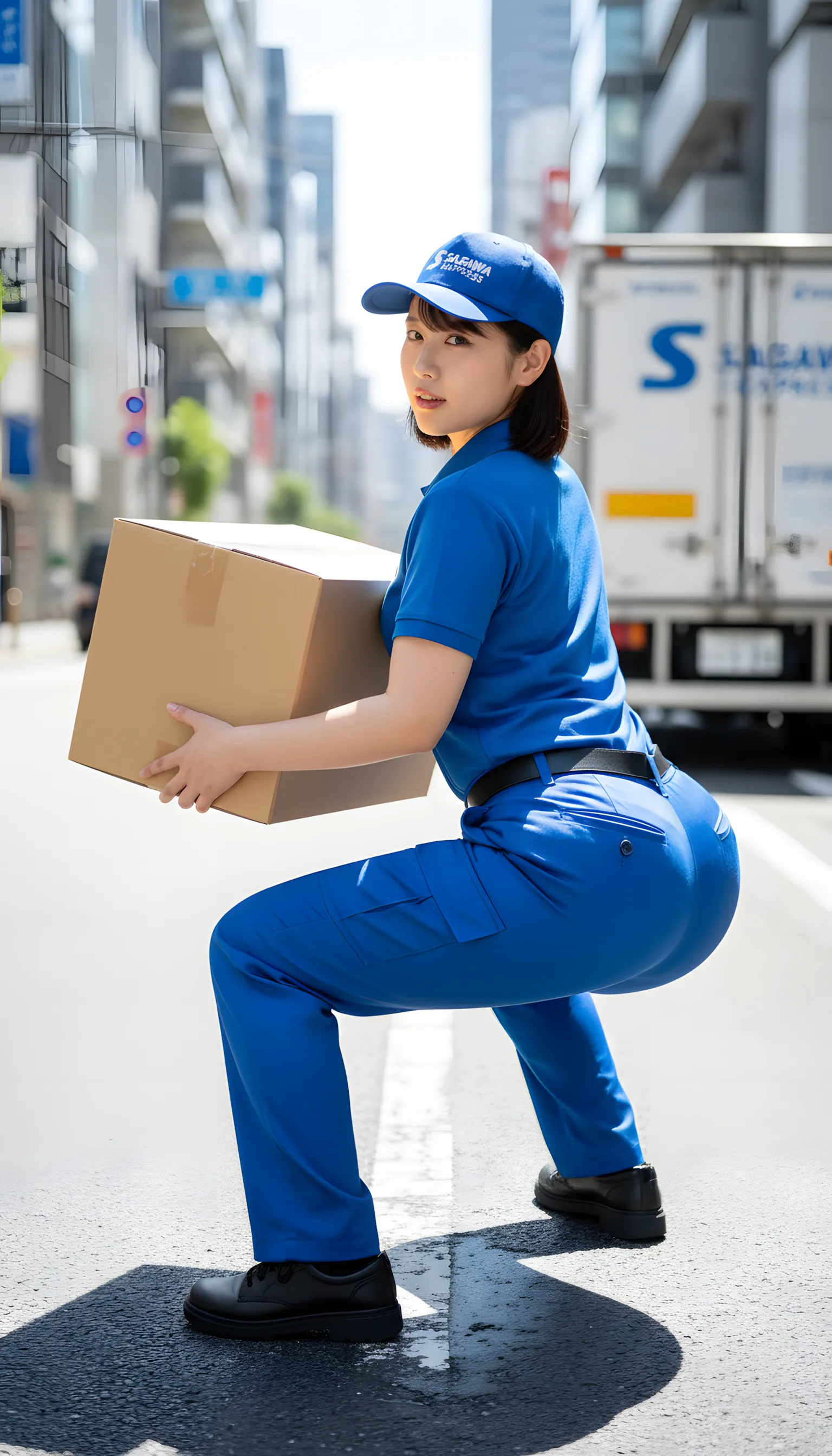 段ボール運び 尻ライン 最高の肉感 023