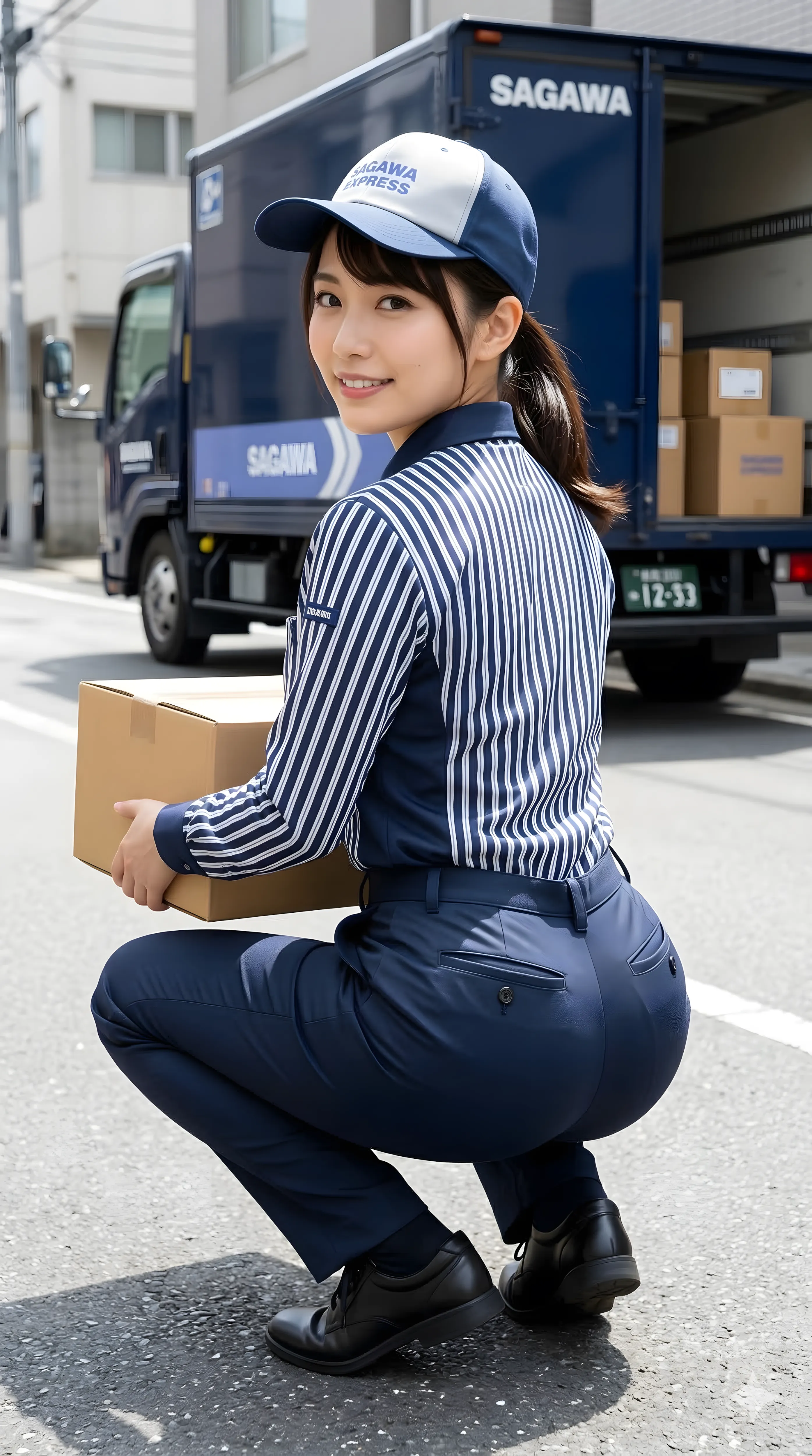 引っ越しスタッフ 屈み姿勢 究極の丸み 最高の肉感 080