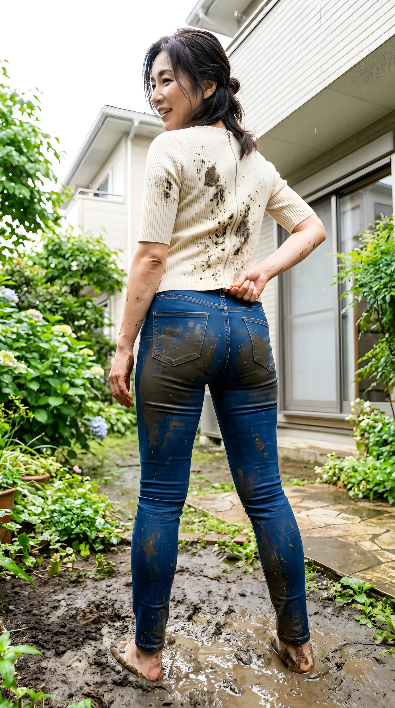 デニムショートパンツ 最高の煽りアングル 究極 011