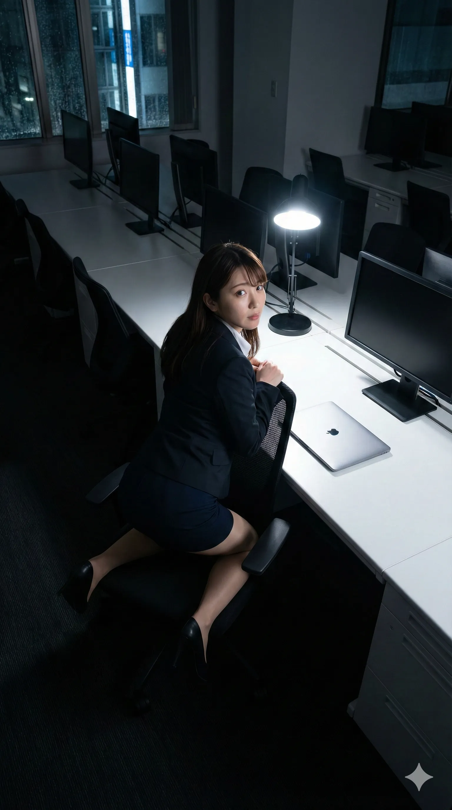 書類を整理しながら前傾になる女性社員の曲線美フェチ 004