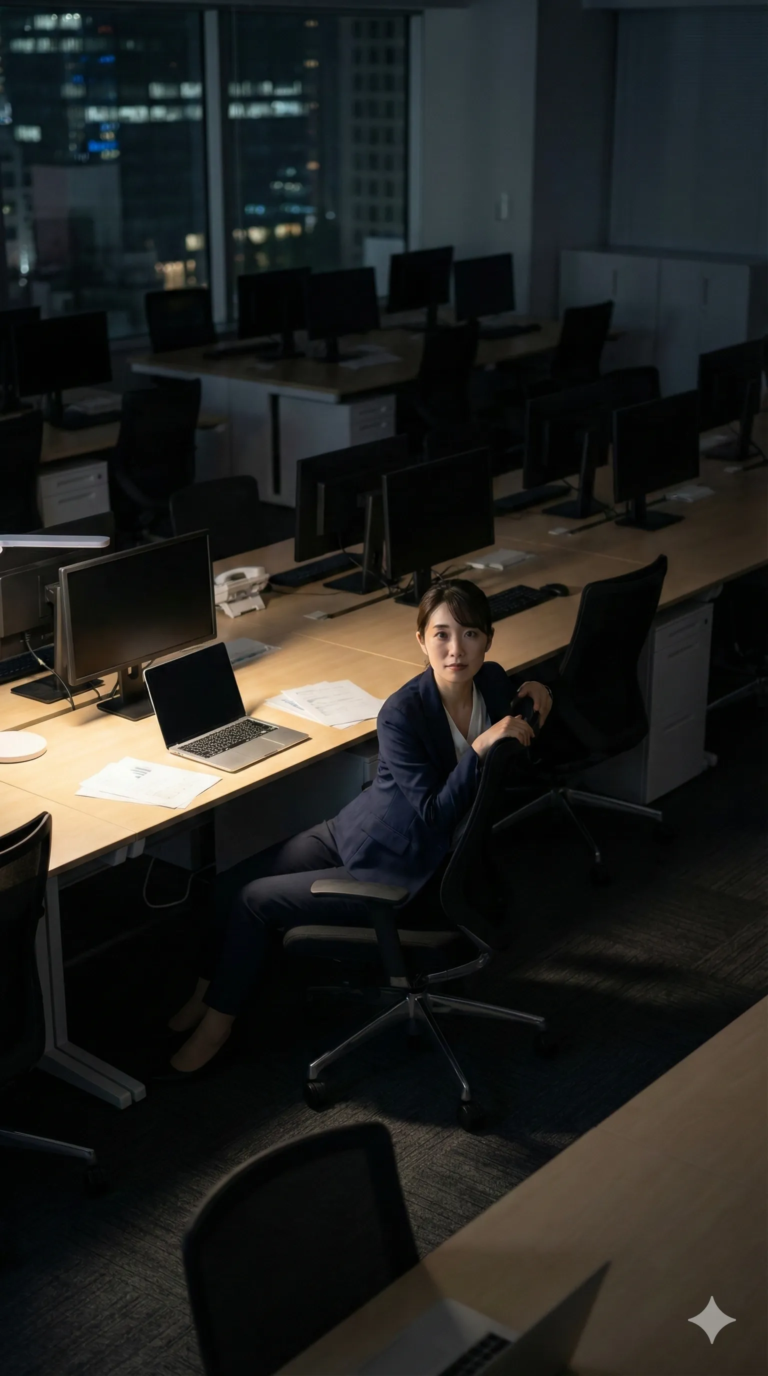 髪をかき上げながら作業再開する残業女子のフェチショット 023