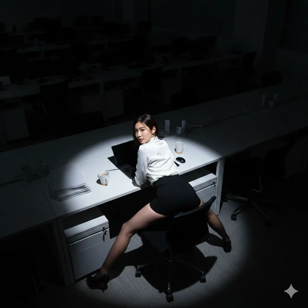 作業の合間に目を閉じる残業女子の無防備な横顔 027