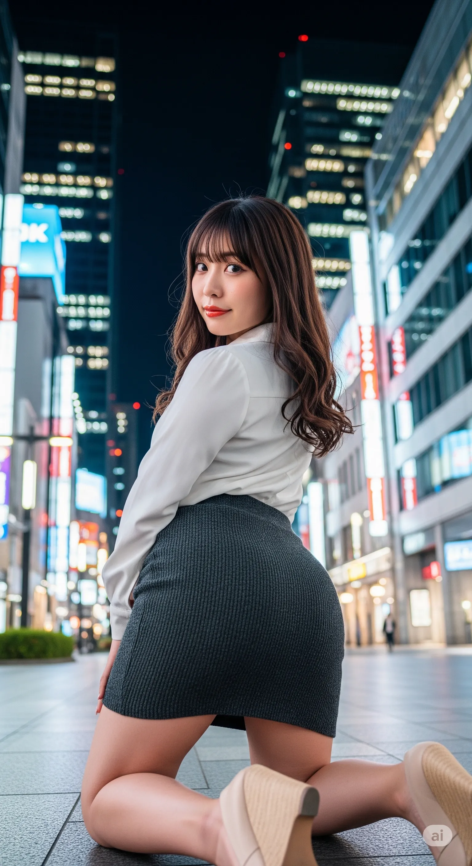 柔らかいニット素材に包まれたボリュームのあるお尻