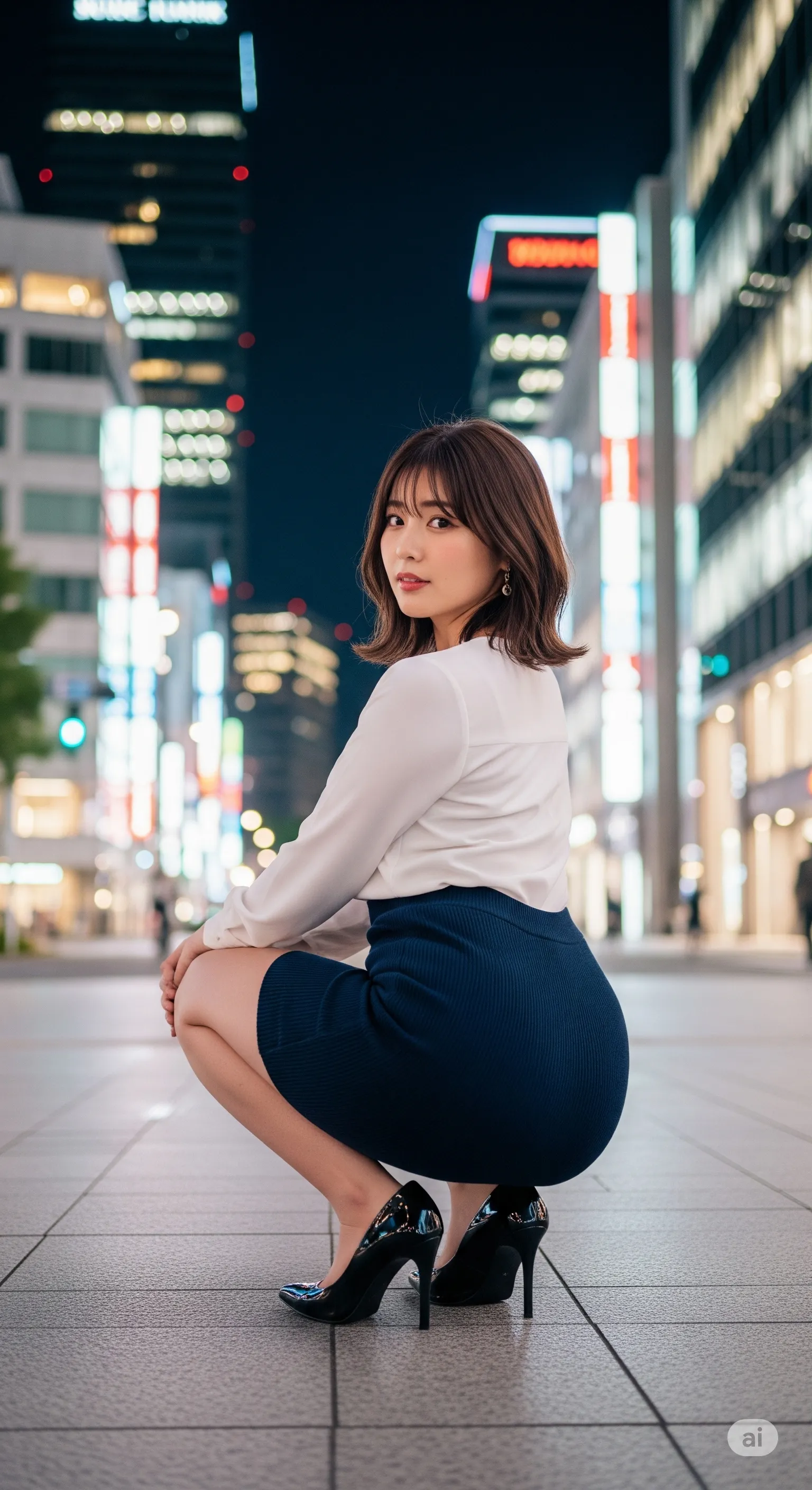 振り返り際に見せる、無防備な笑顔と突き出し尻