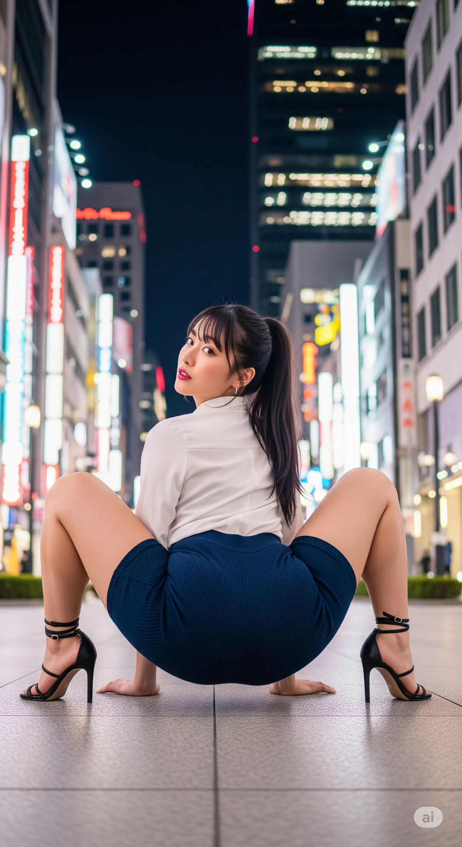 腰回りのラインが完璧な、OLバックショット