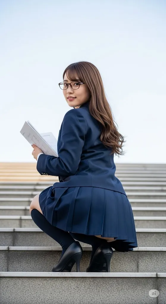 眼鏡のフレーム越しに捉えた、無防備な彼女の股間