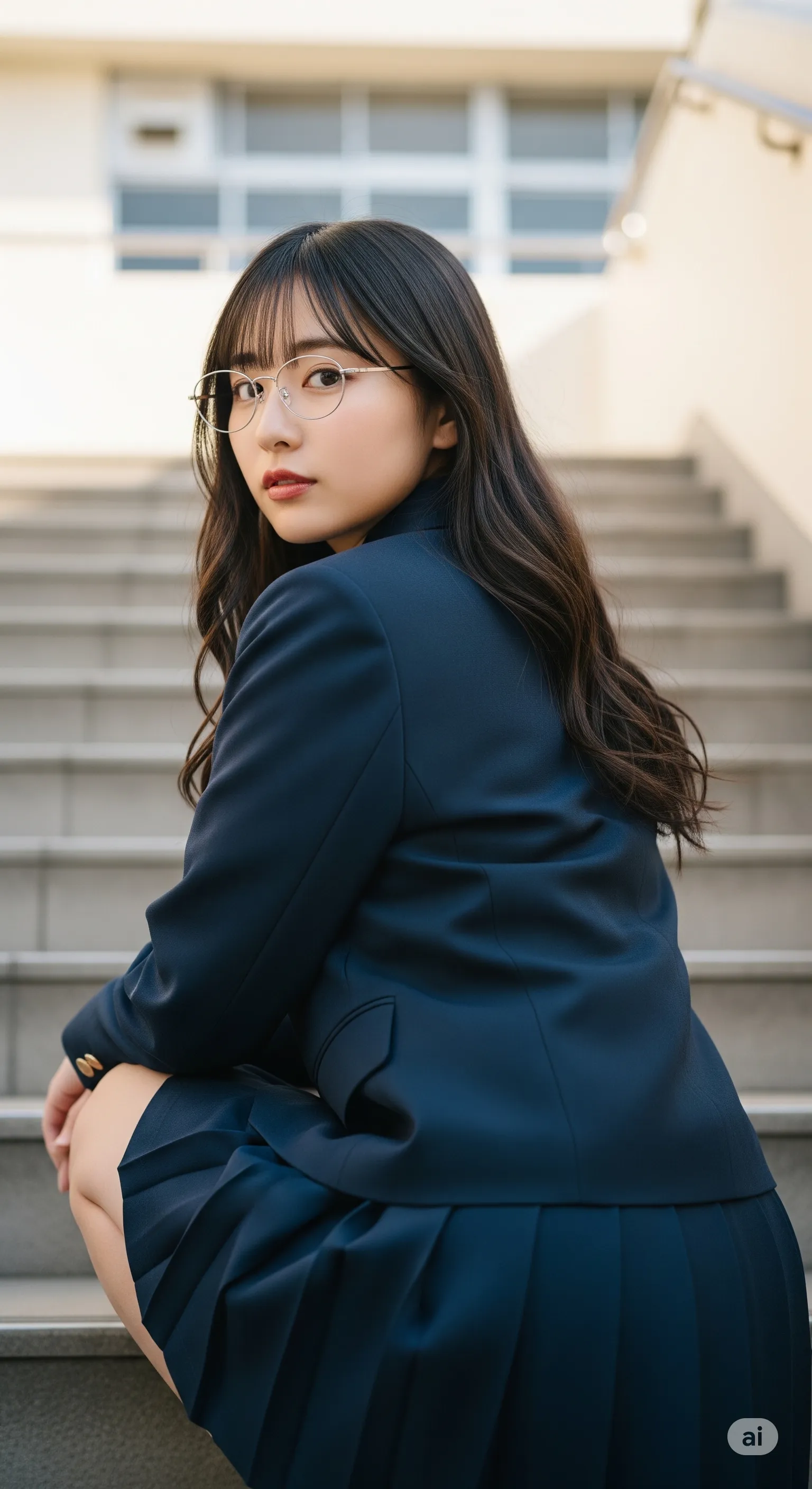 スカートの裾を指でつまみ、中を覗かせる挑発的なカット