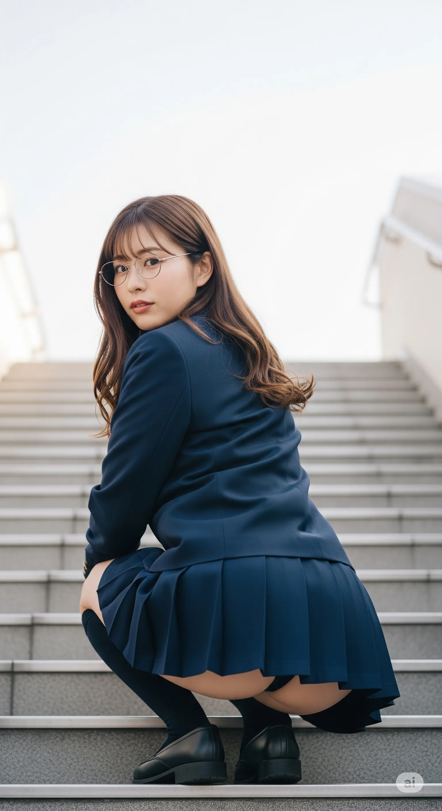 眼鏡が曇るほどの熱気、制服越しの尻肉の熱量