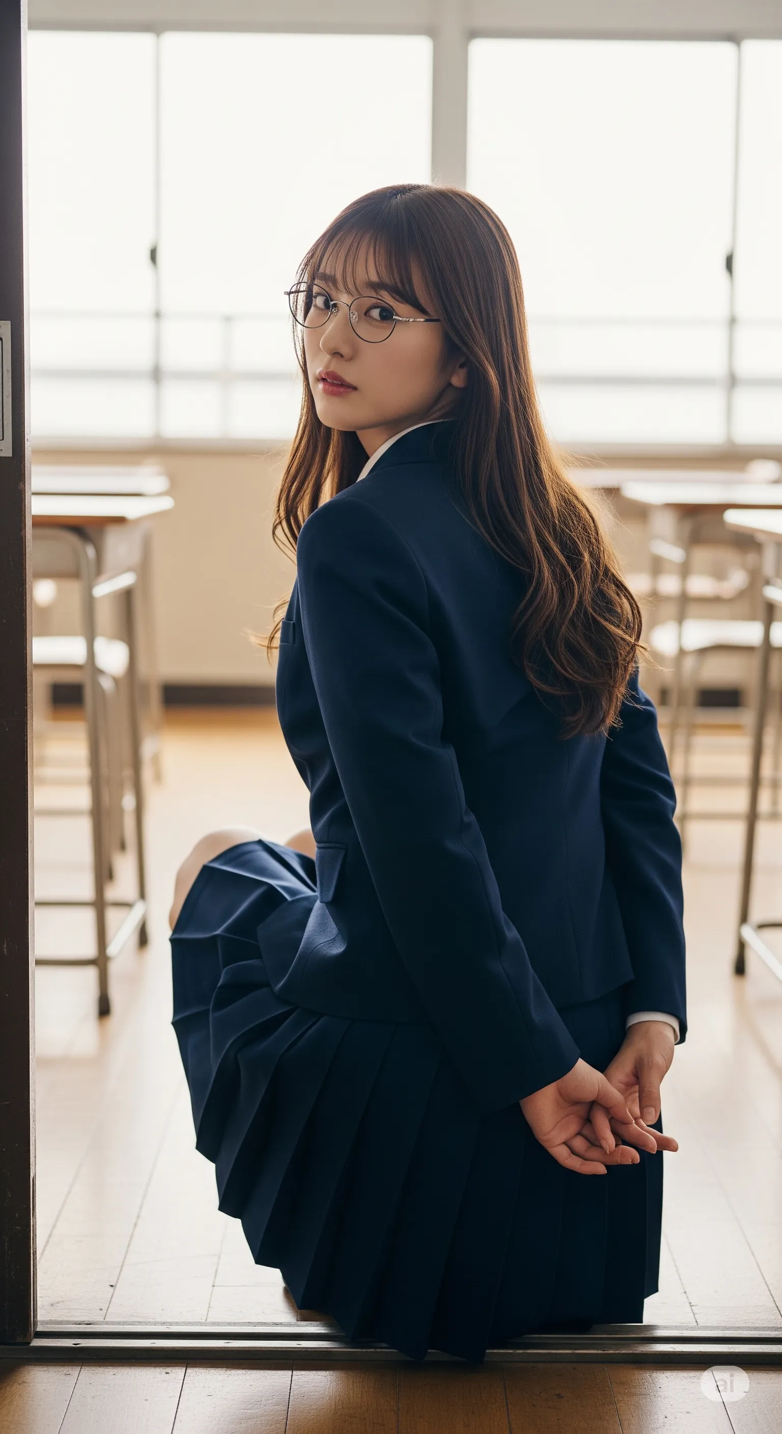 振り返りざまの驚き顔と、無防備な尻フェチアングル