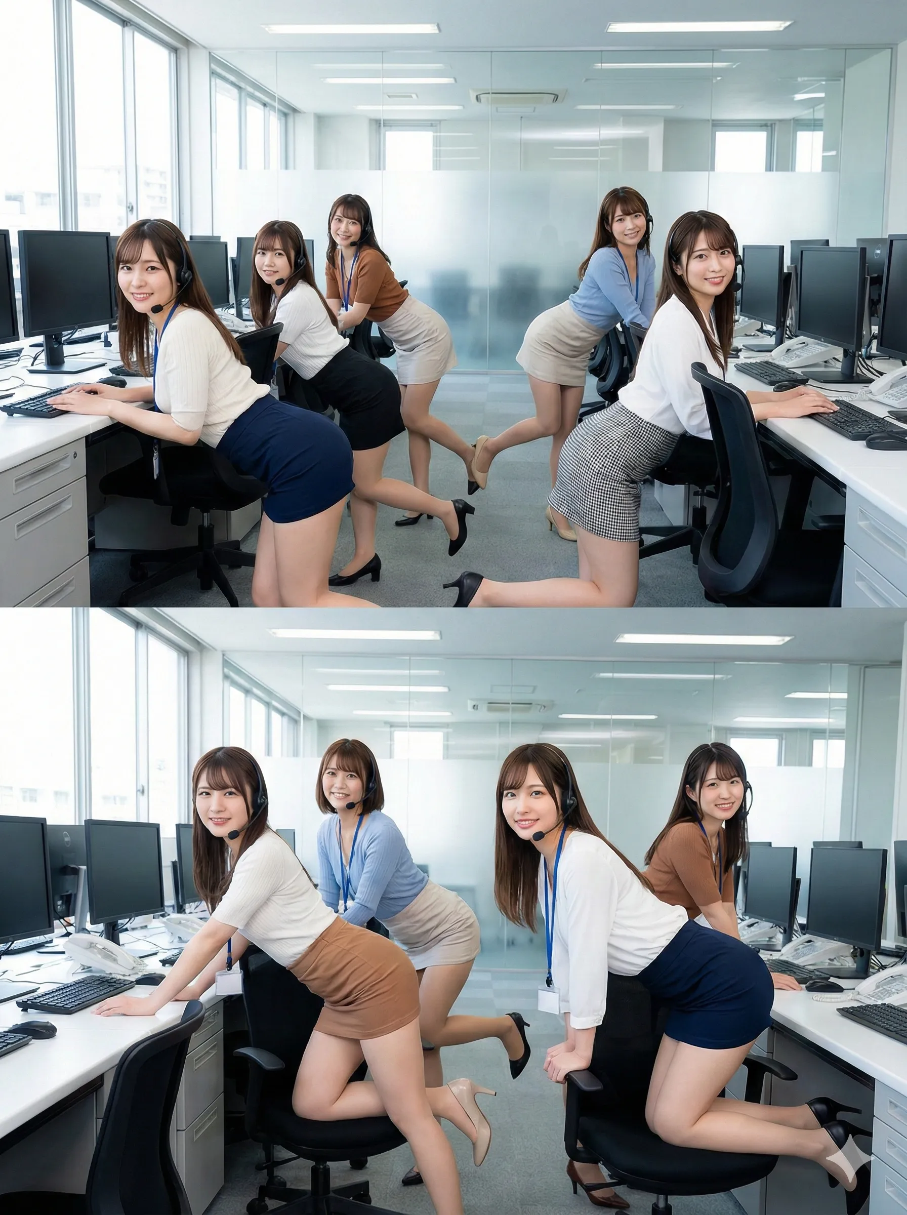 素人系コールセンター女子の突き出し尻 四つん這い姿 006