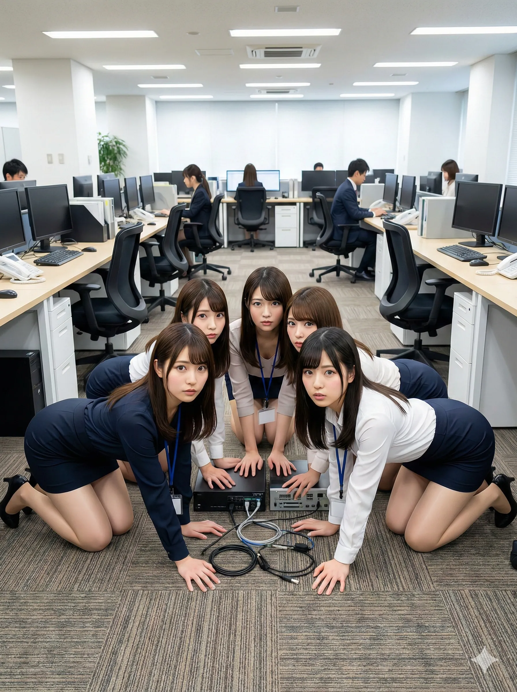 オフィスカジュアル越しの尻ラインが際立つ四つん這い美女 007