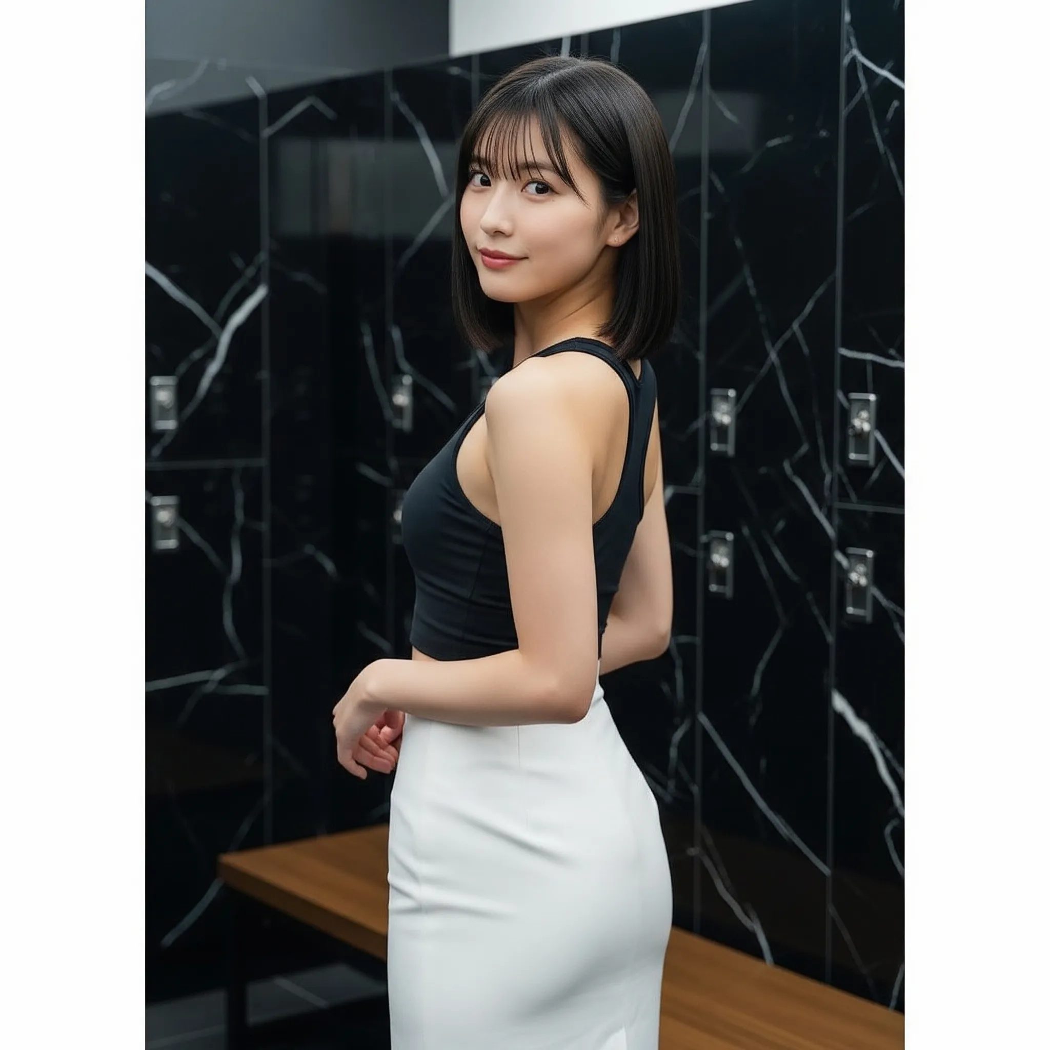 前屈ストレッチで限界まで伸びるタイトなジムウェアの生地感