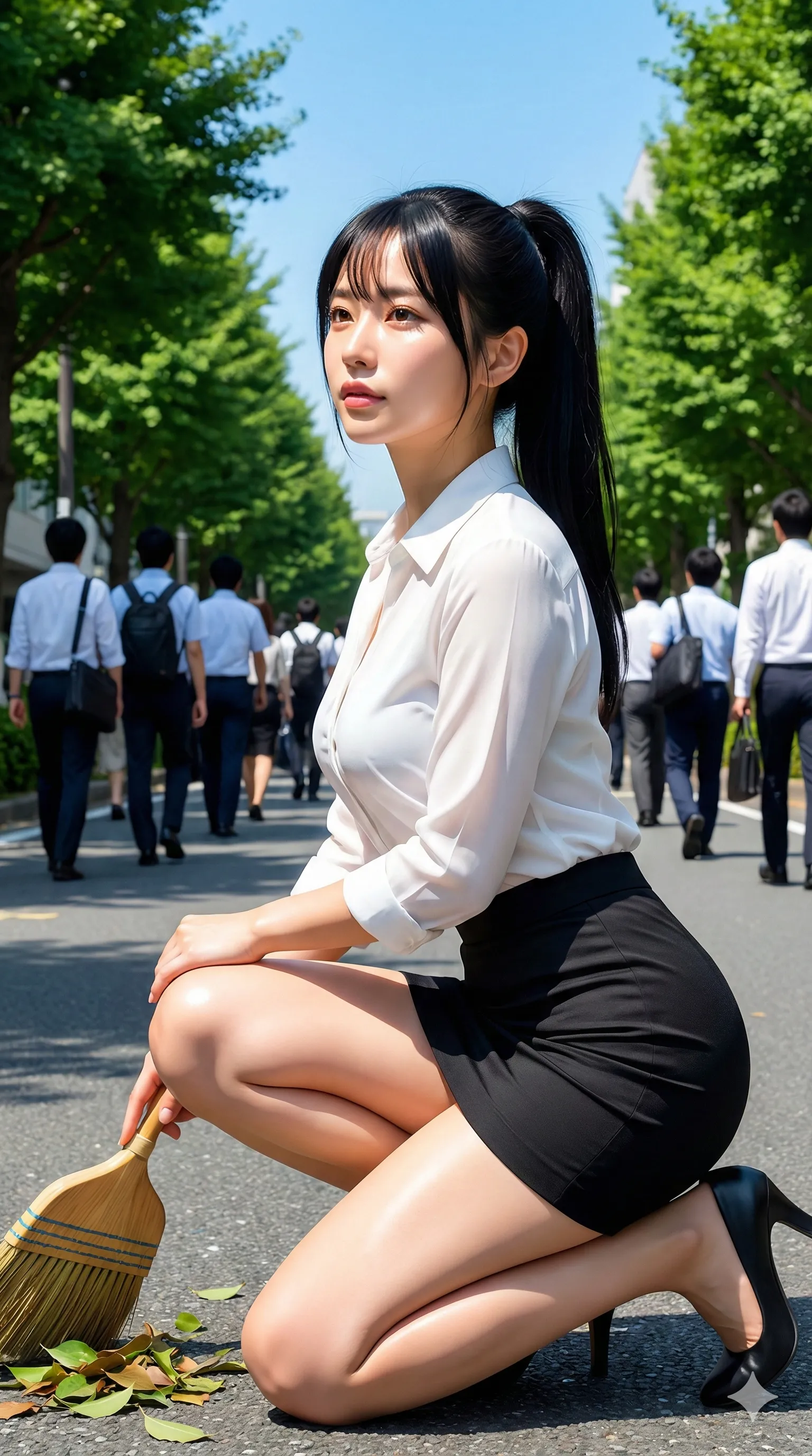 屈み作業で丸み尻が浮かび上がるOLフェチカット 023