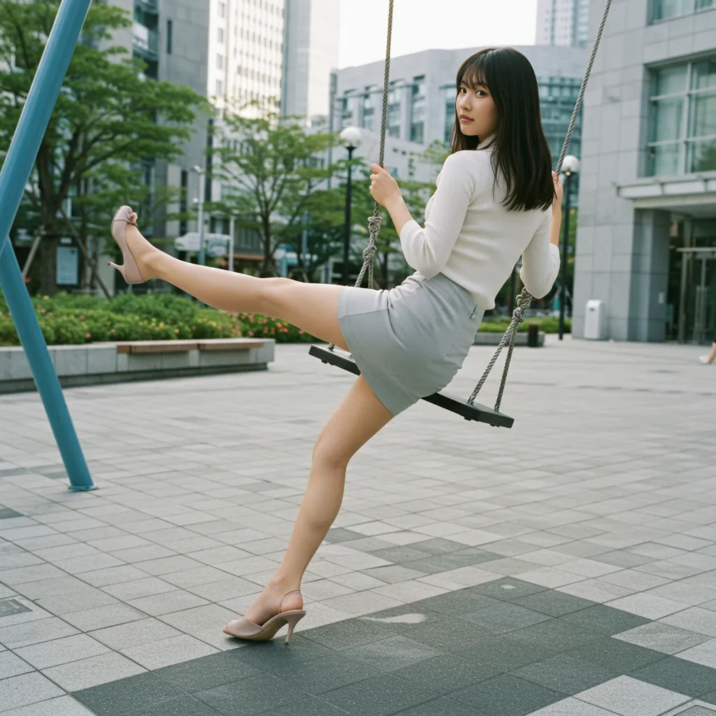 OL ブランコ 見返り美尻 タイトスカート 005