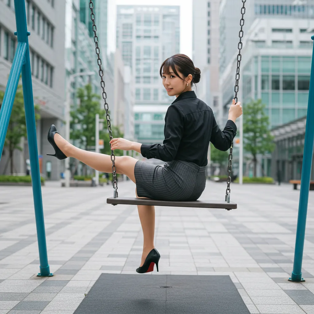 OL ブランコ 見返り美尻 タイトスカート 008