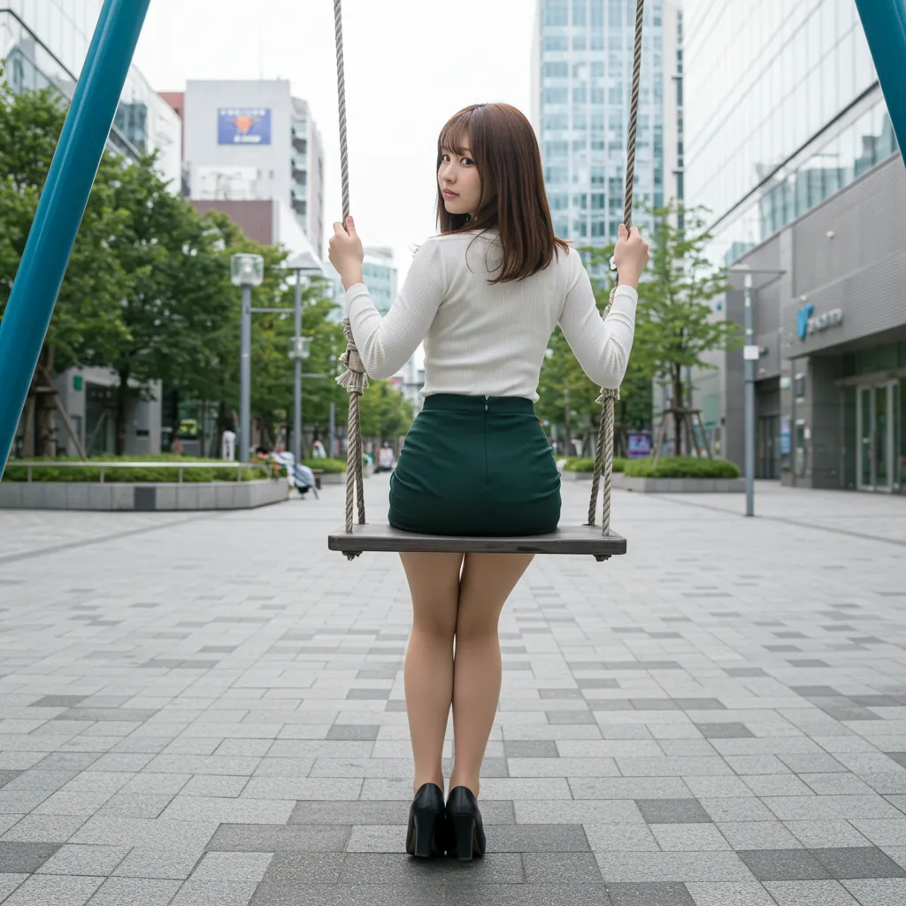 OL ブランコ 見返り美尻 タイトスカート 009