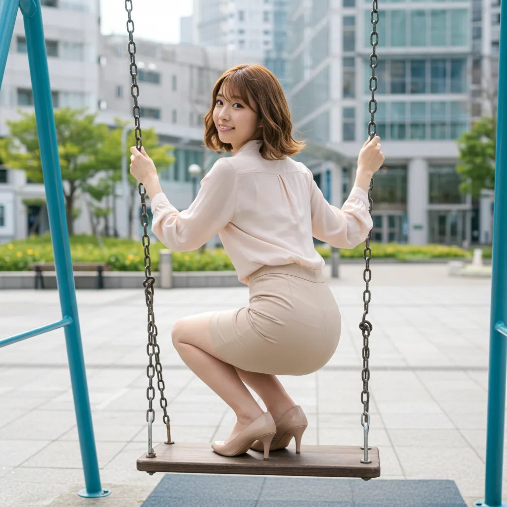 OL ブランコ 見返り美尻 タイトスカート 010