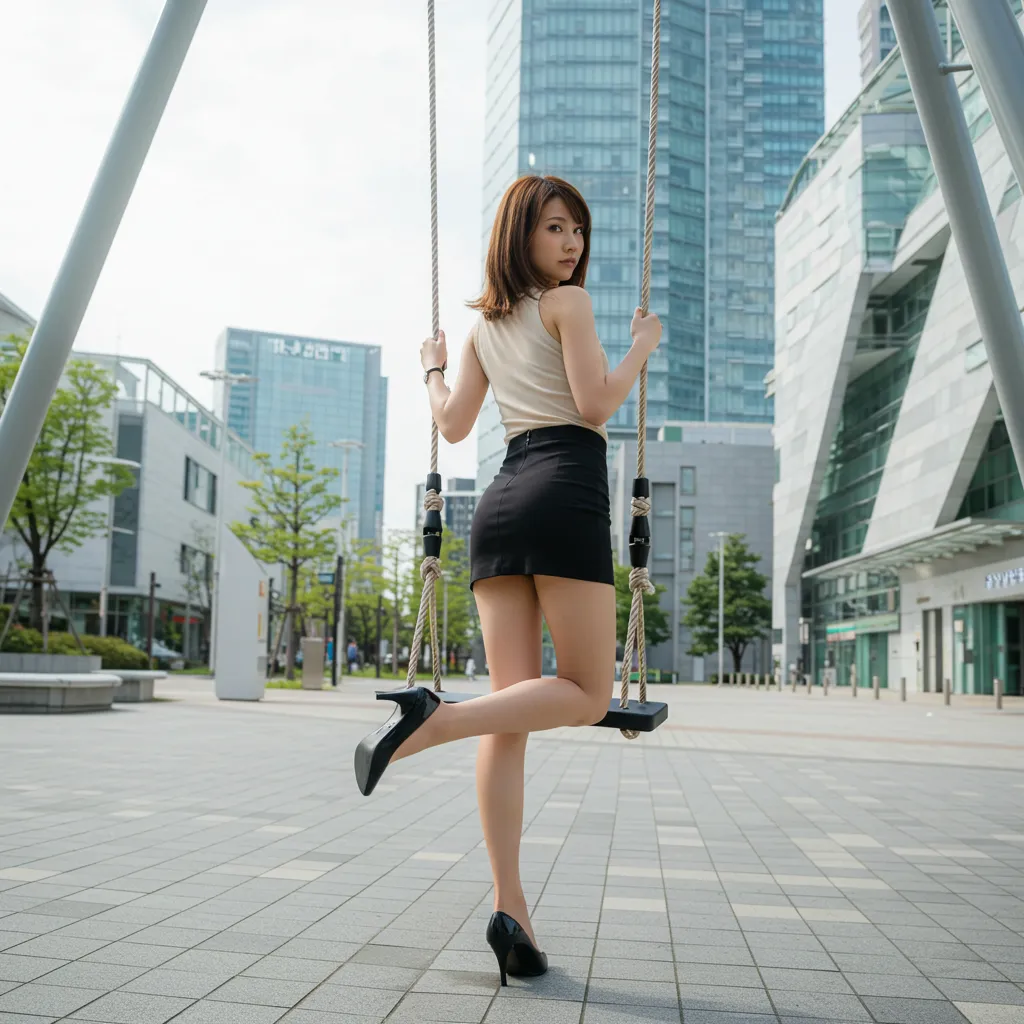 OL ブランコ 見返り美尻 タイトスカート 013