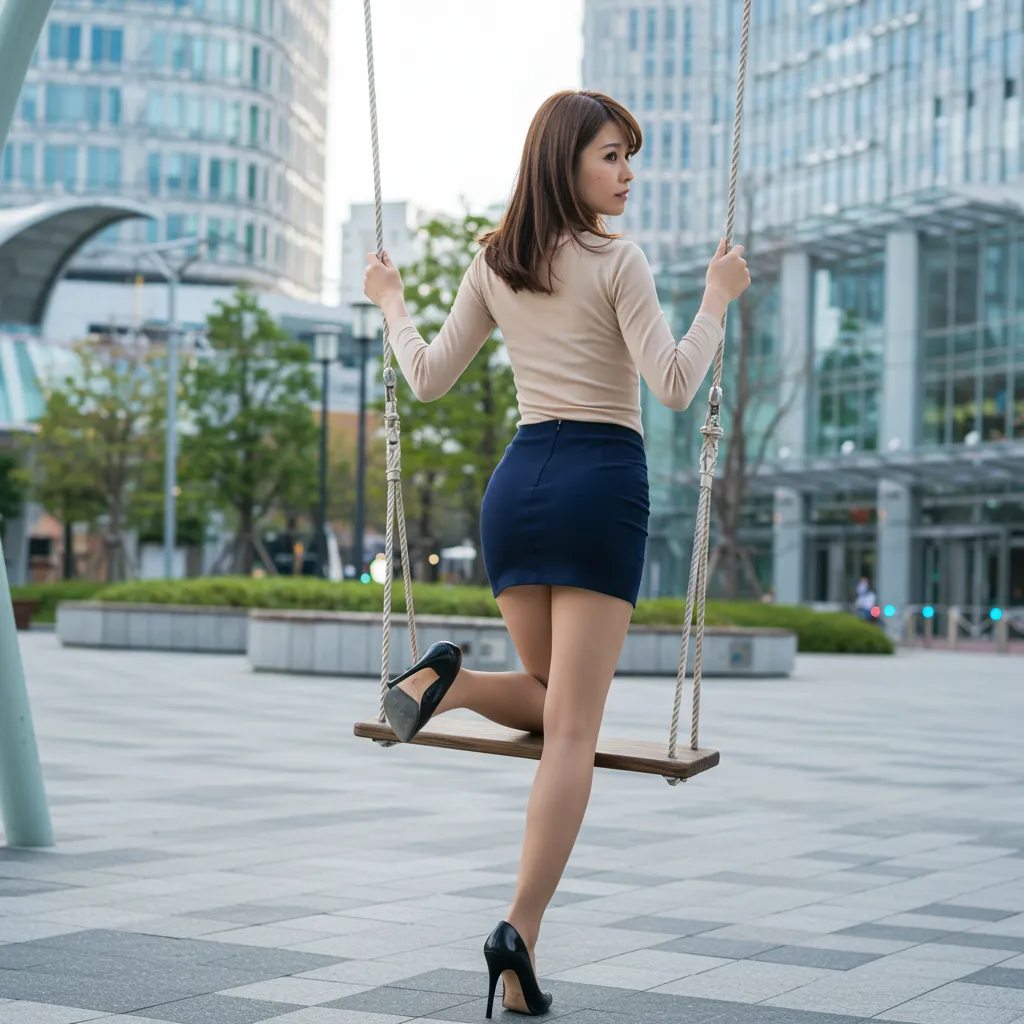 OL ブランコ 見返り美尻 タイトスカート 020