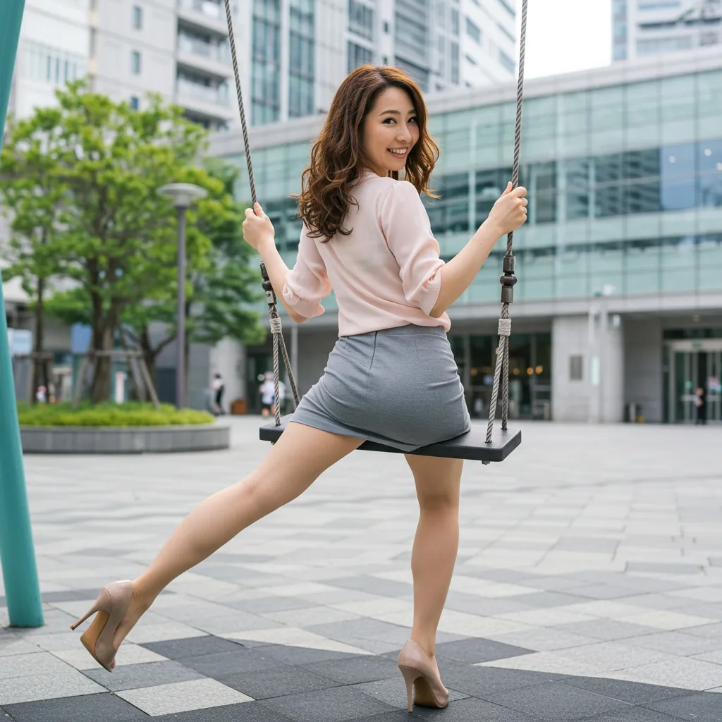 OL ブランコ 見返り美尻 タイトスカート 022