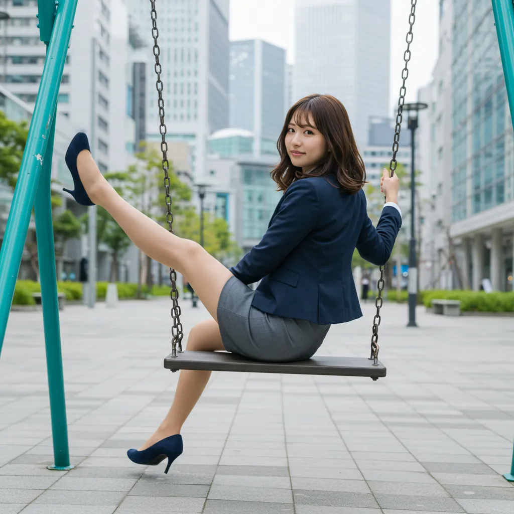 OL ブランコ 見返り美尻 タイトスカート 026