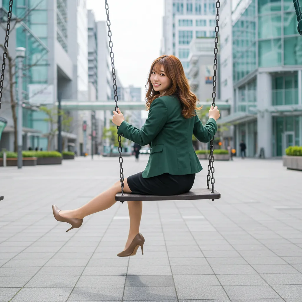 OL ブランコ 見返り美尻 タイトスカート 027