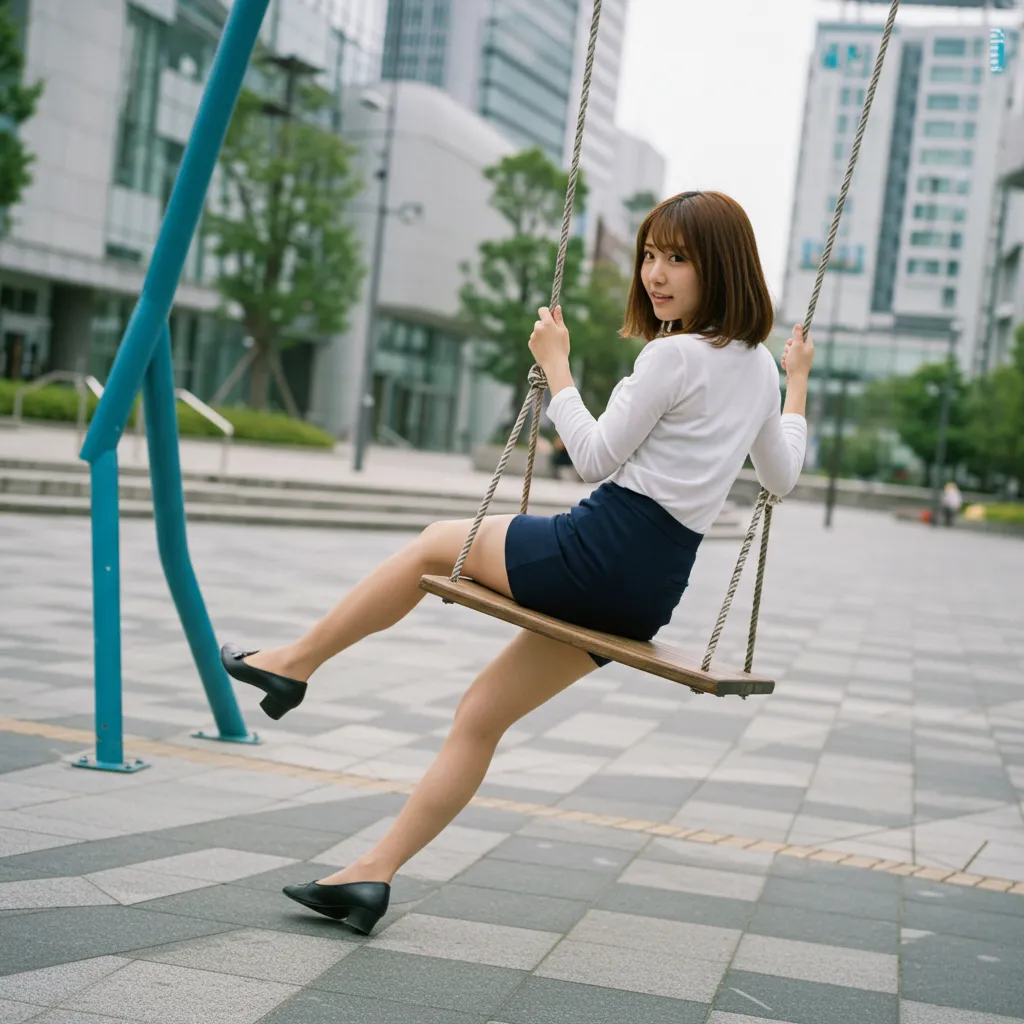 OL ブランコ 見返り美尻 タイトスカート 028