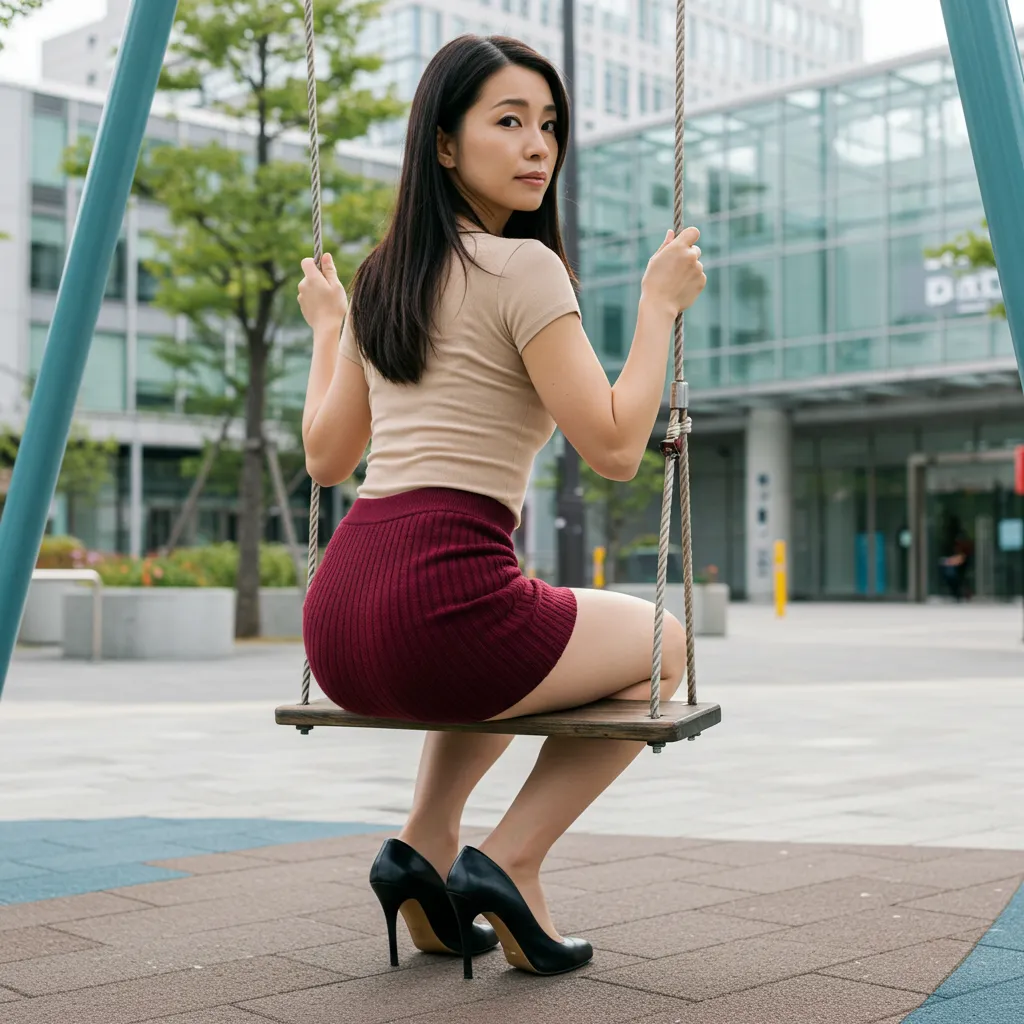 OL ブランコ 見返り美尻 タイトスカート 029