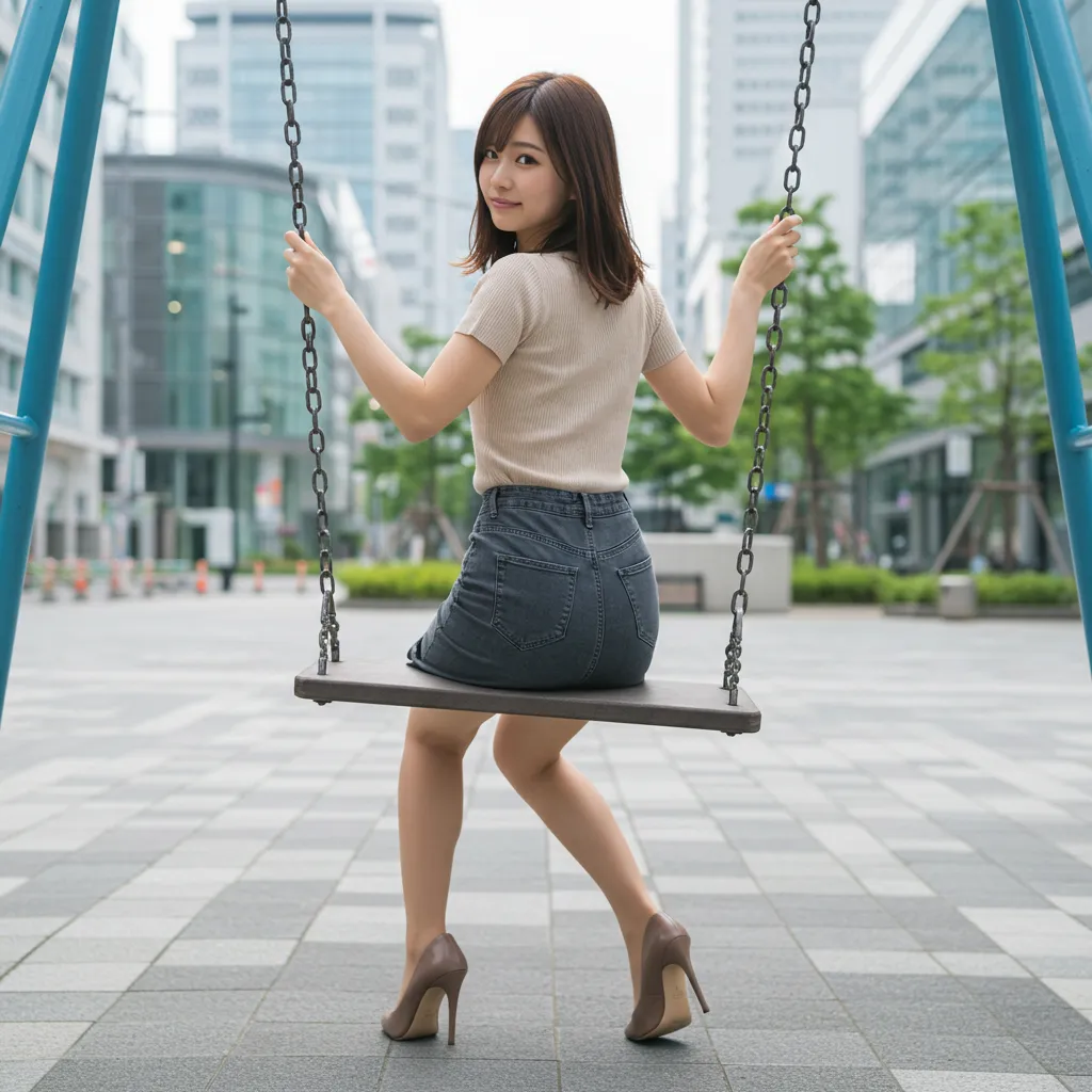 OL ブランコ 見返り美尻 タイトスカート 032