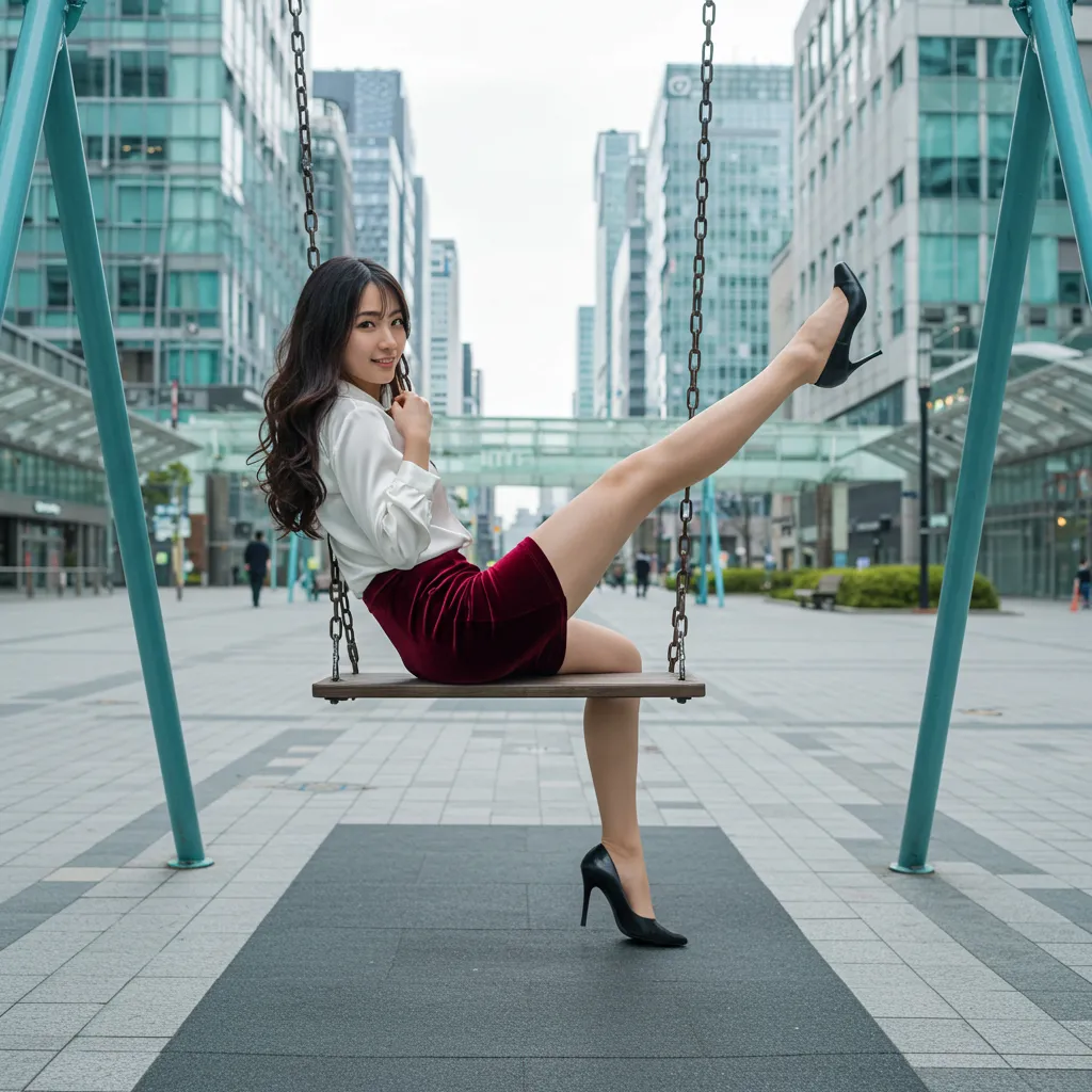 OL ブランコ 見返り美尻 タイトスカート 034