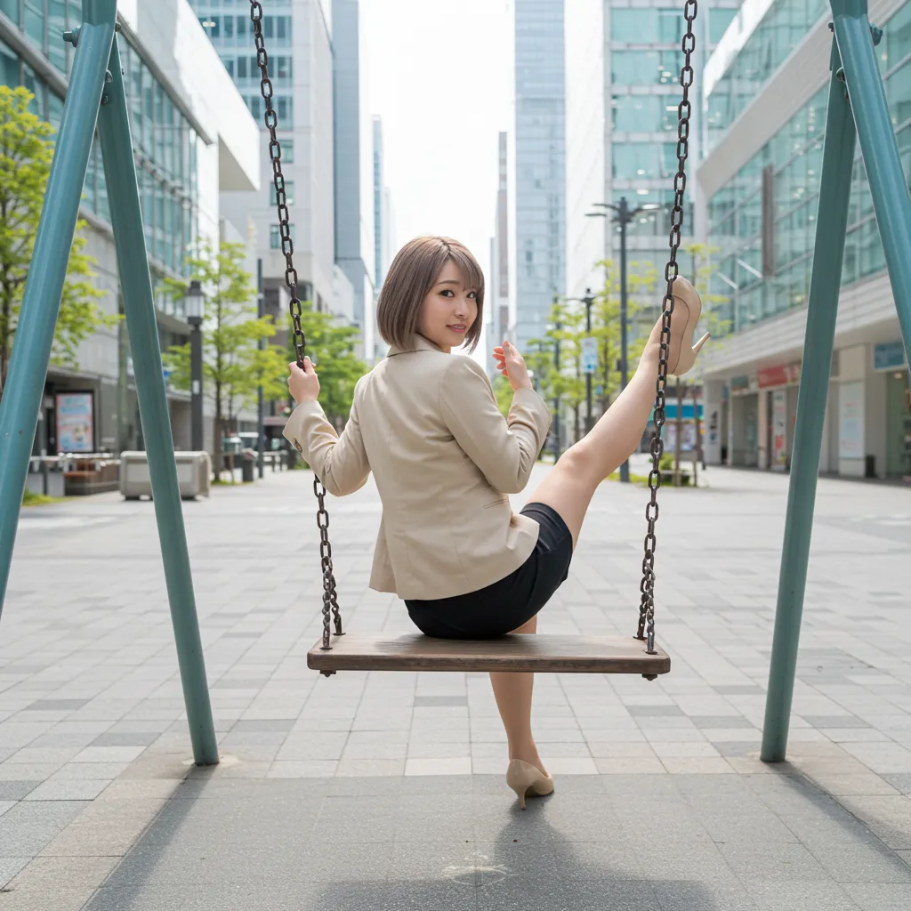 OL ブランコ 見返り美尻 タイトスカート 037